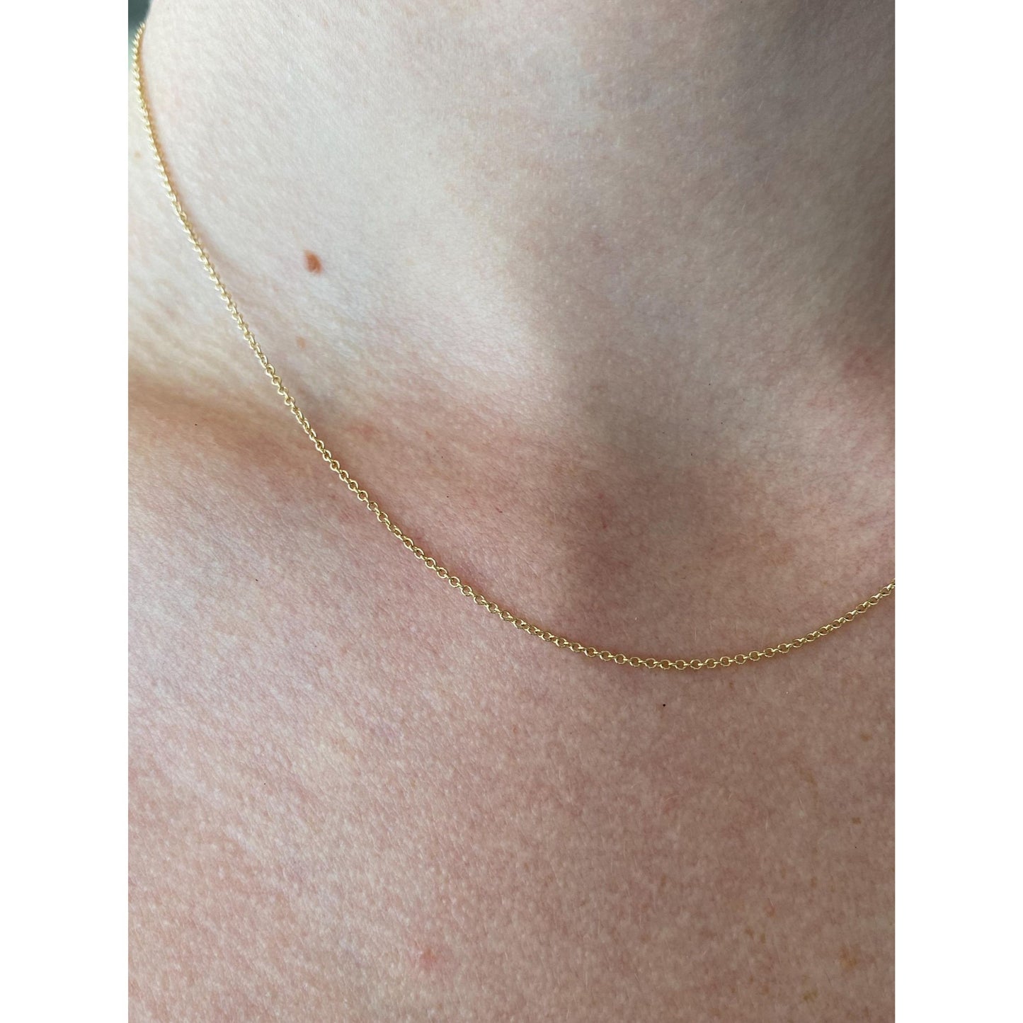 Vintage Solid 14k Yellow Gold Dainty Tight Rolo Chain Necklace - 16.25 inches