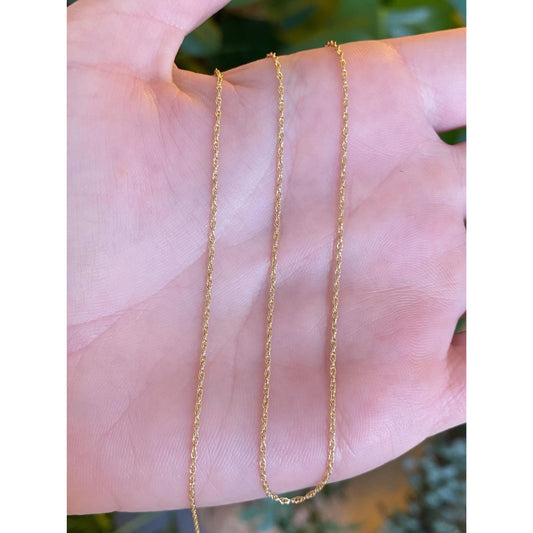 Vintage Solid 14k Yellow Gold Dainty Chain Necklace - 16 inches