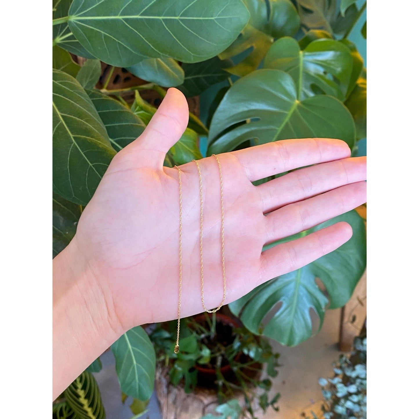 Vintage Solid 14k Yellow Gold Dainty Chain Necklace - 16 inches