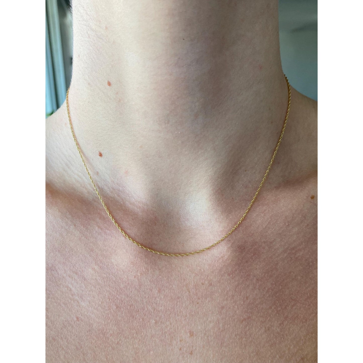 Vintage Solid 14k Yellow Gold Dainty Chain Necklace - 16 inches