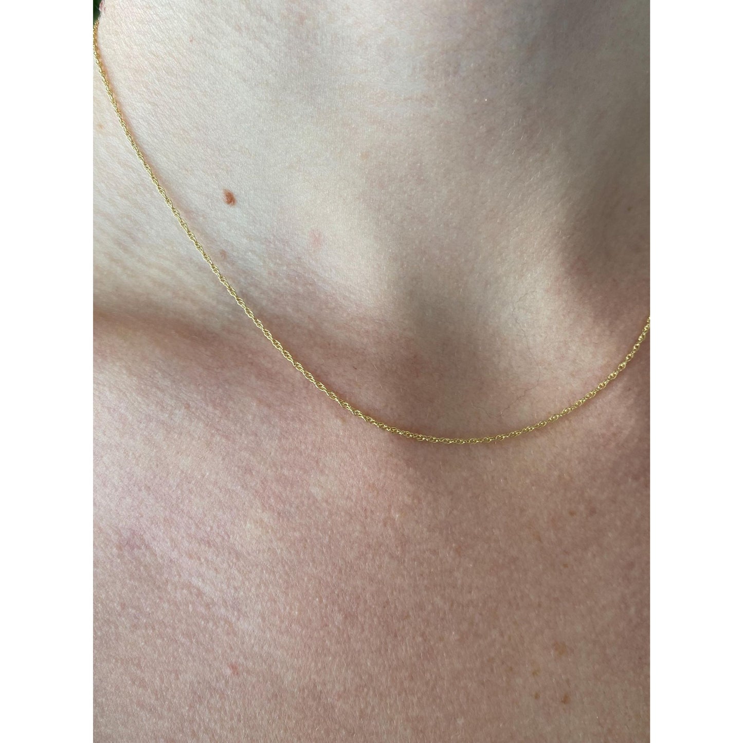 Vintage Solid 14k Yellow Gold Dainty Chain Necklace - 16 inches
