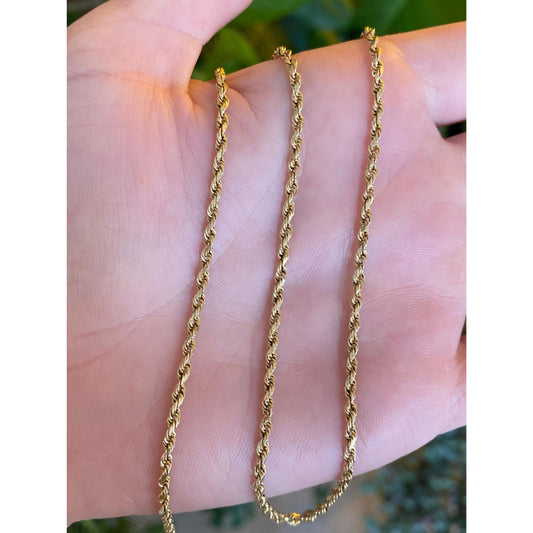 Vintage Solid 14k Yellow Gold Rope Chain Necklace - 17 inches