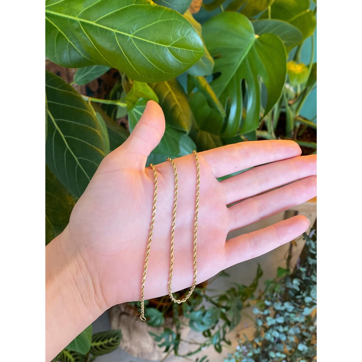 Vintage Solid 14k Yellow Gold Rope Chain Necklace - 17 inches