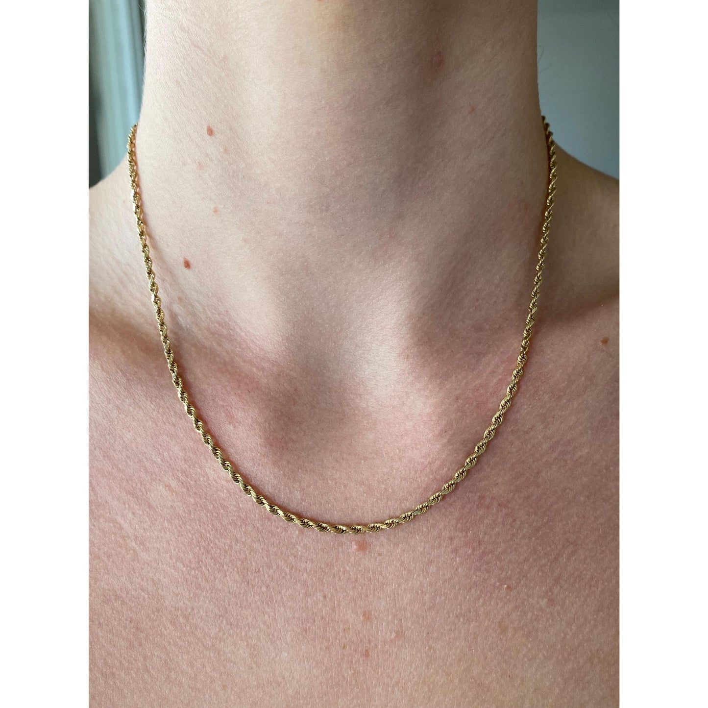 Vintage Solid 14k Yellow Gold Rope Chain Necklace - 17 inches