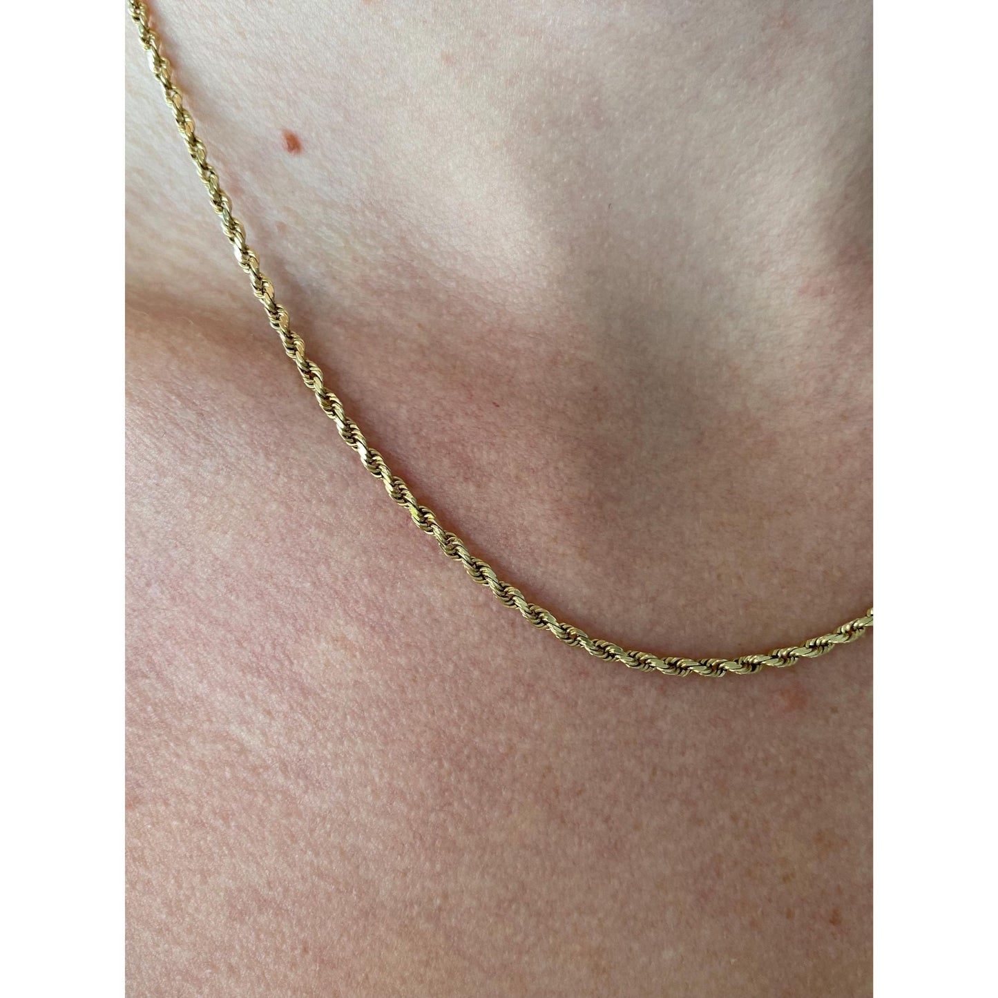 Vintage Solid 14k Yellow Gold Rope Chain Necklace - 17 inches