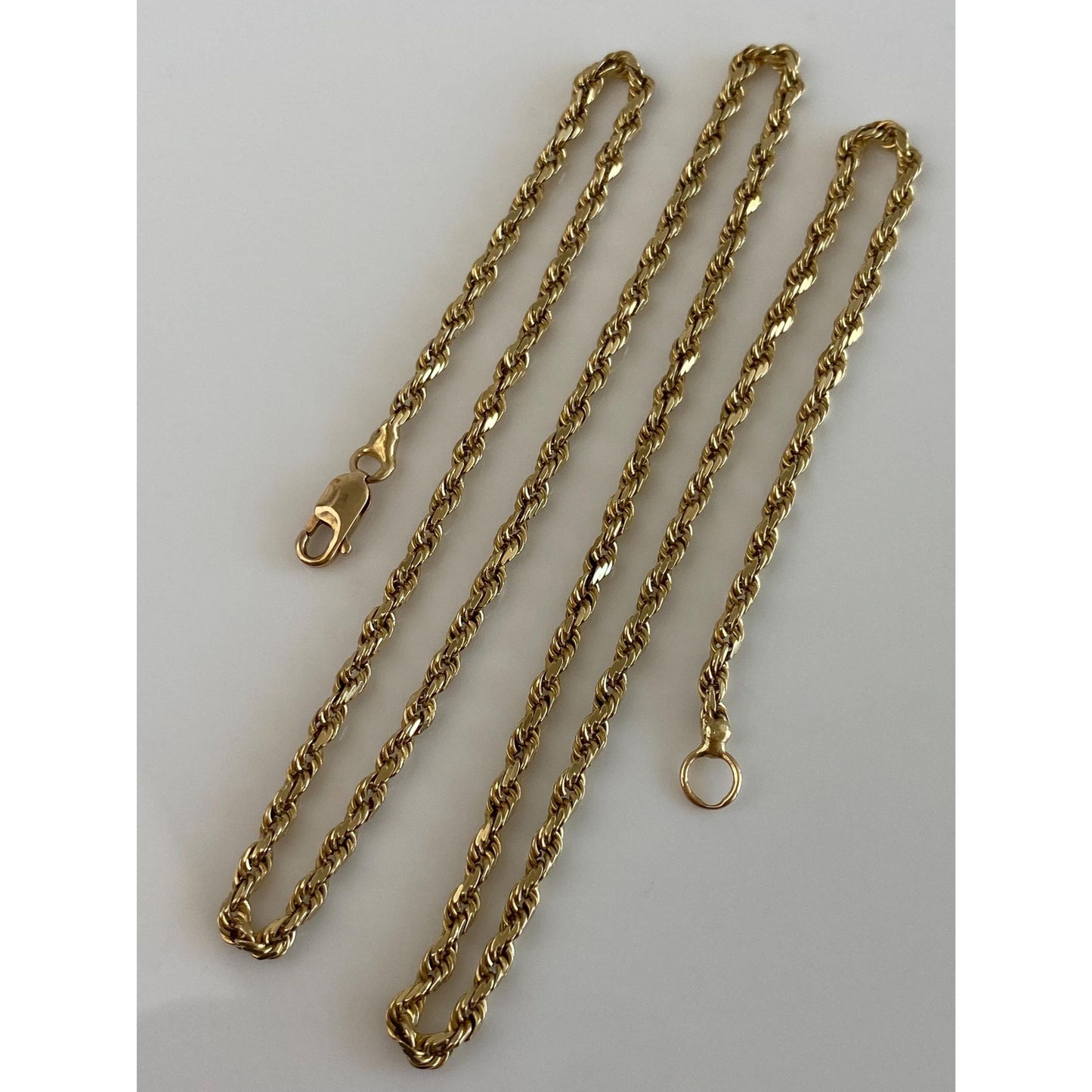 Vintage Solid 14k Yellow Gold Rope Chain Necklace - 17 inches