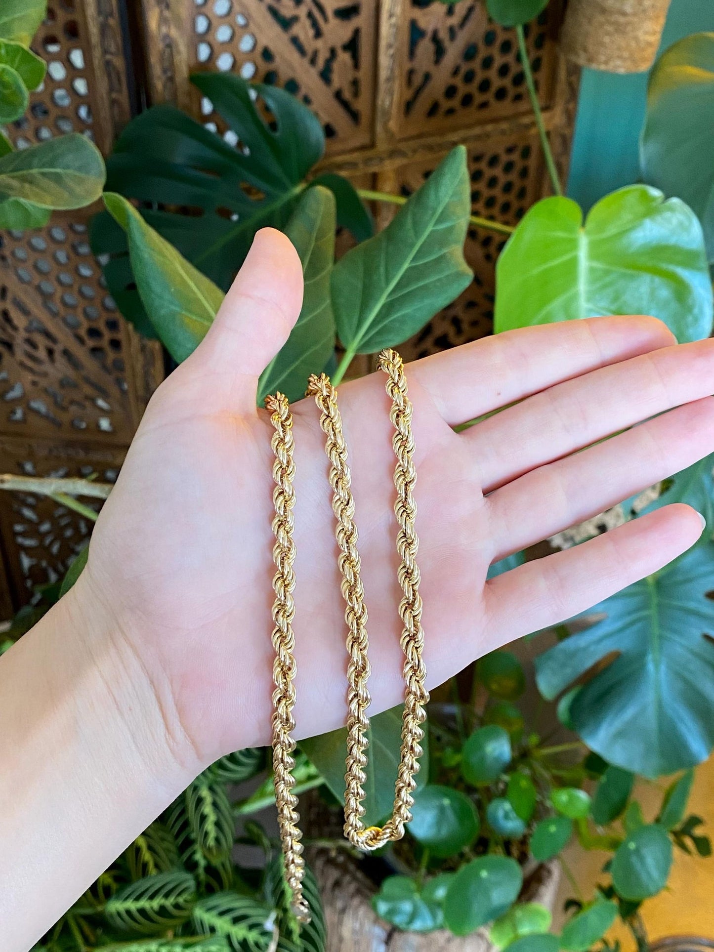 Vintage Solid 14k Yellow Gold Long Chunky Rope Chain Necklace - 31.25 inches