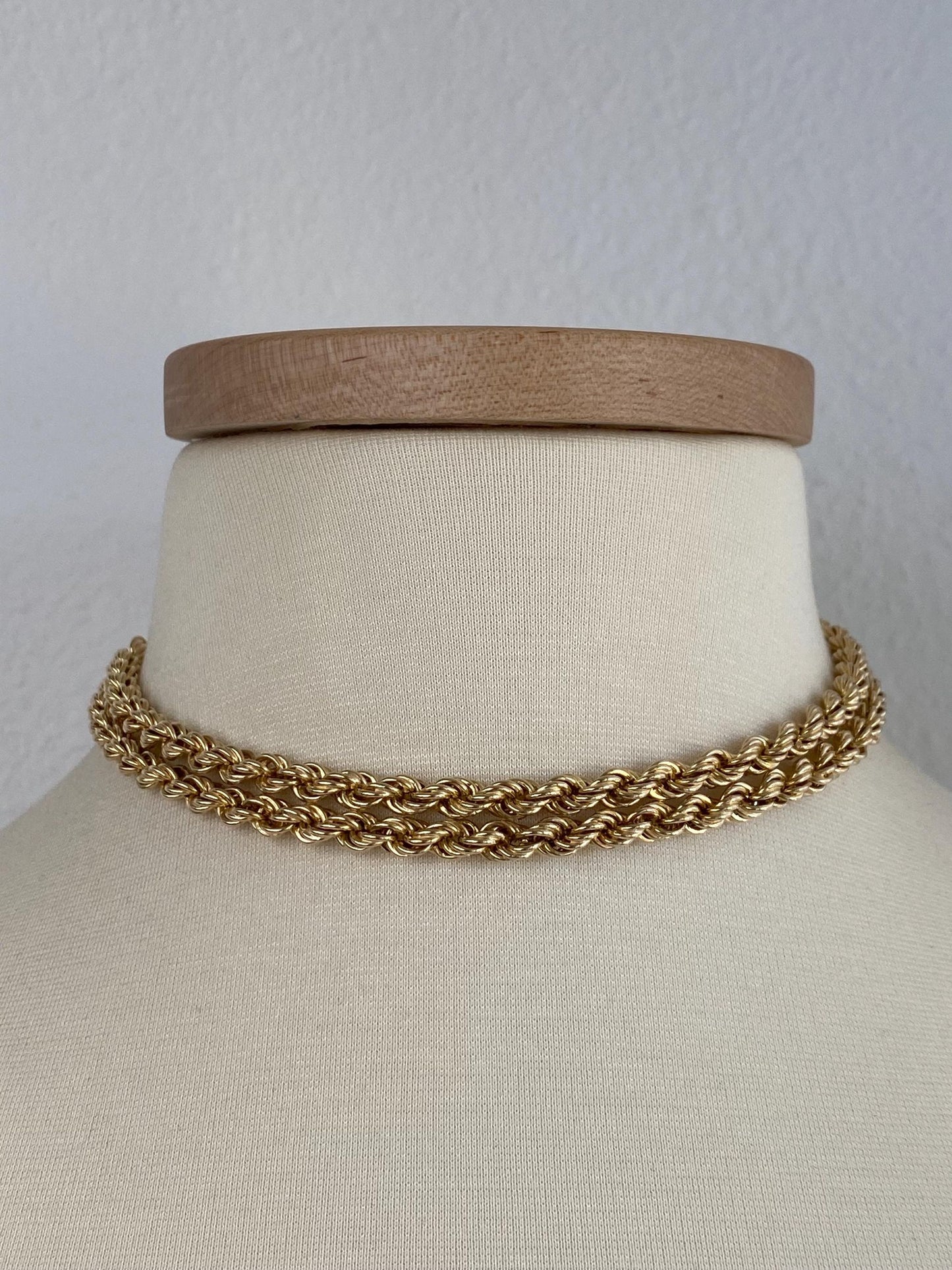 Vintage Solid 14k Yellow Gold Long Chunky Rope Chain Necklace - 31.25 inches