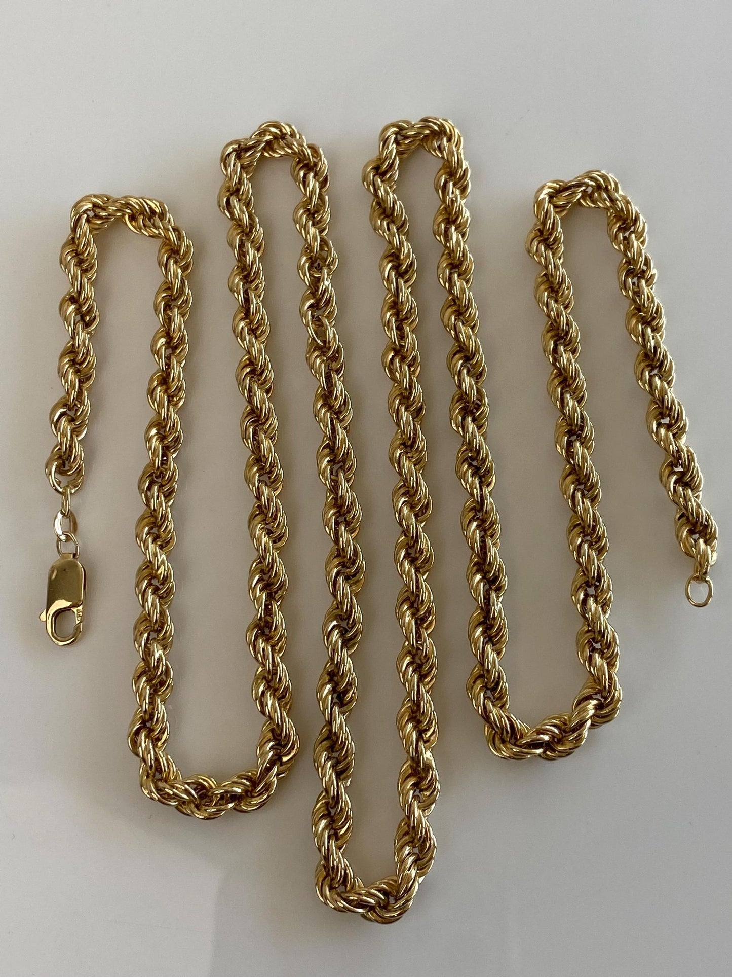Vintage Solid 14k Yellow Gold Long Chunky Rope Chain Necklace - 31.25 inches