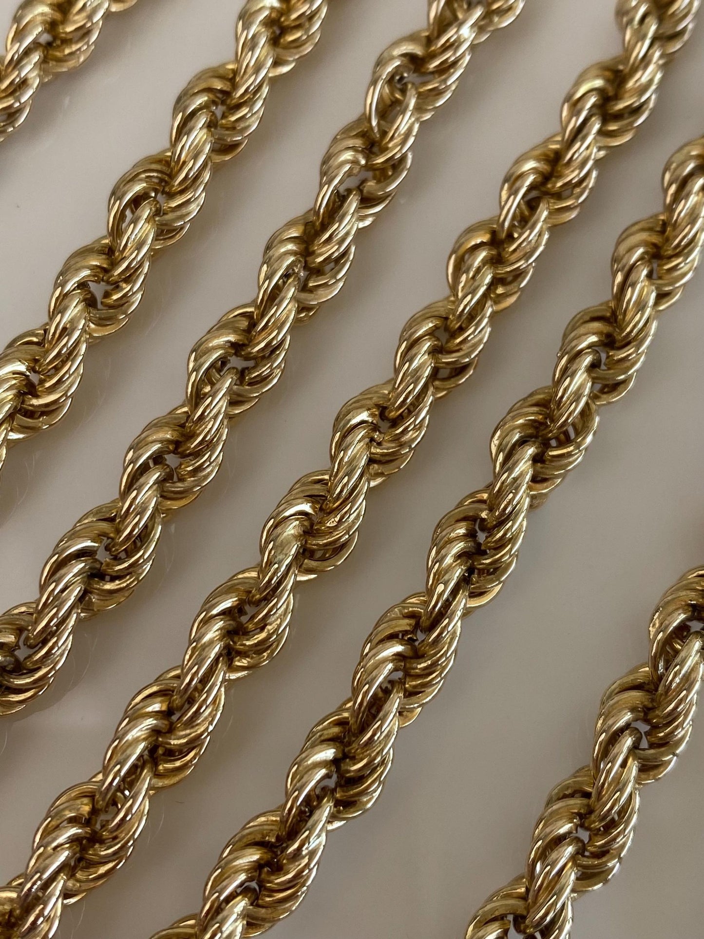 Vintage Solid 14k Yellow Gold Long Chunky Rope Chain Necklace - 31.25 inches