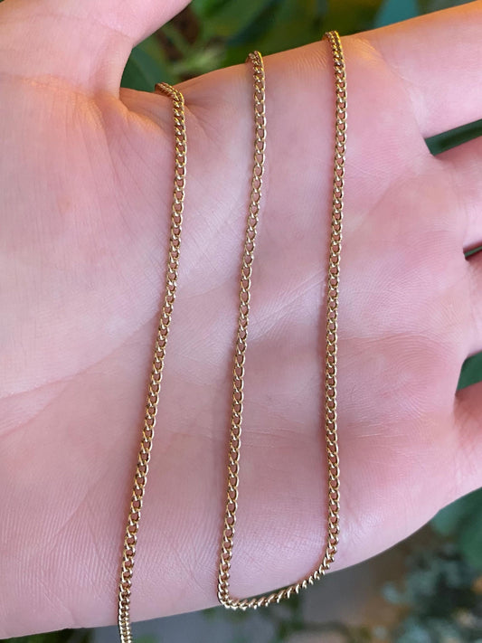 Vintage Solid 10k Yellow Gold Curb Chain Necklace - 17.5 inches