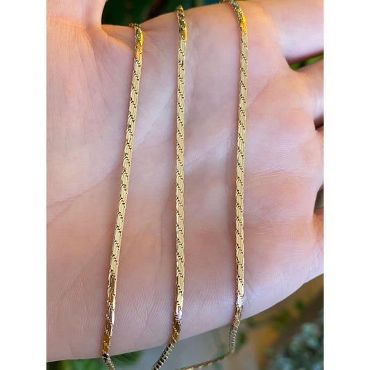Vintage Solid 14k Yellow Gold Flat Rope Chain Necklace - 24 inches