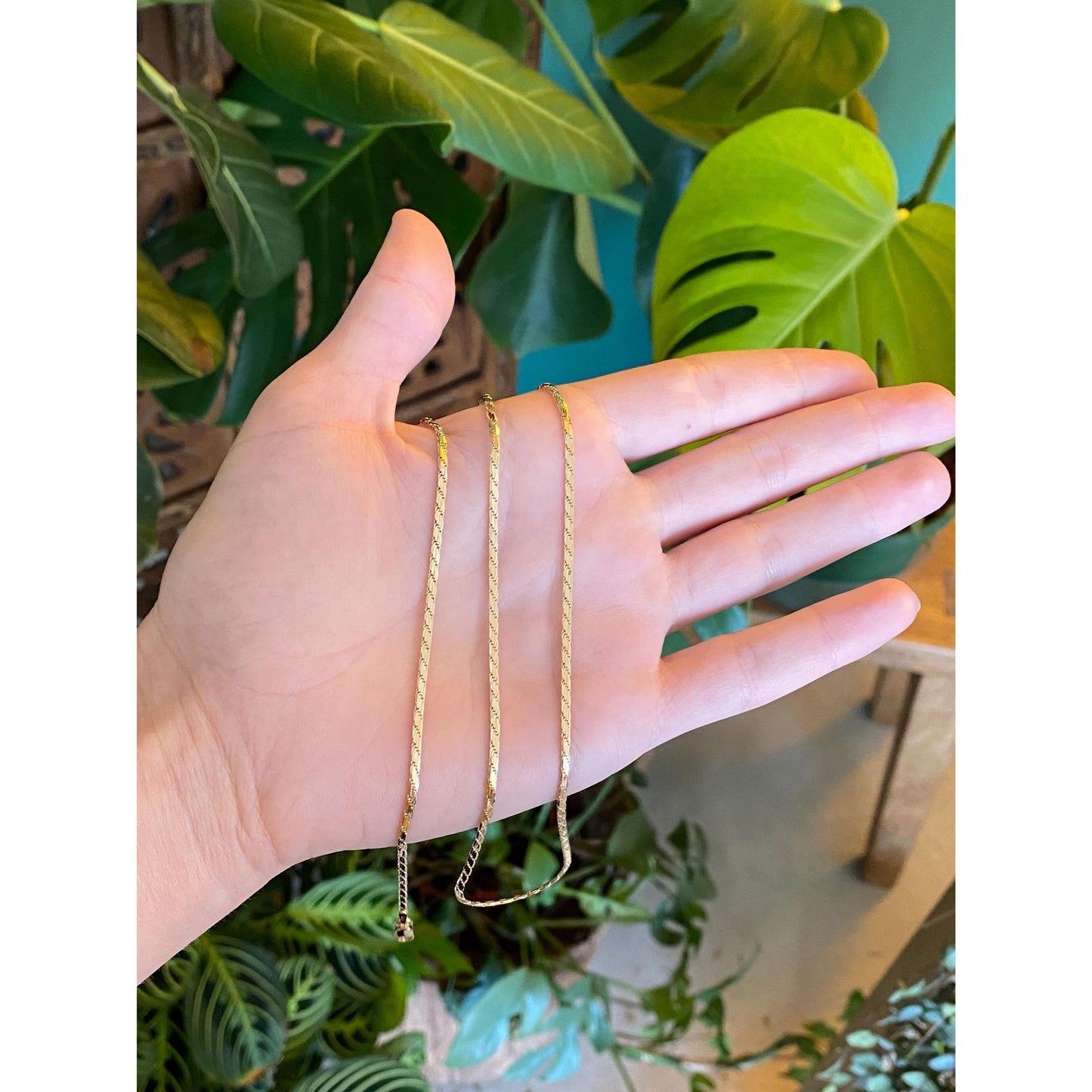 Vintage Solid 14k Yellow Gold Flat Rope Chain Necklace - 24 inches