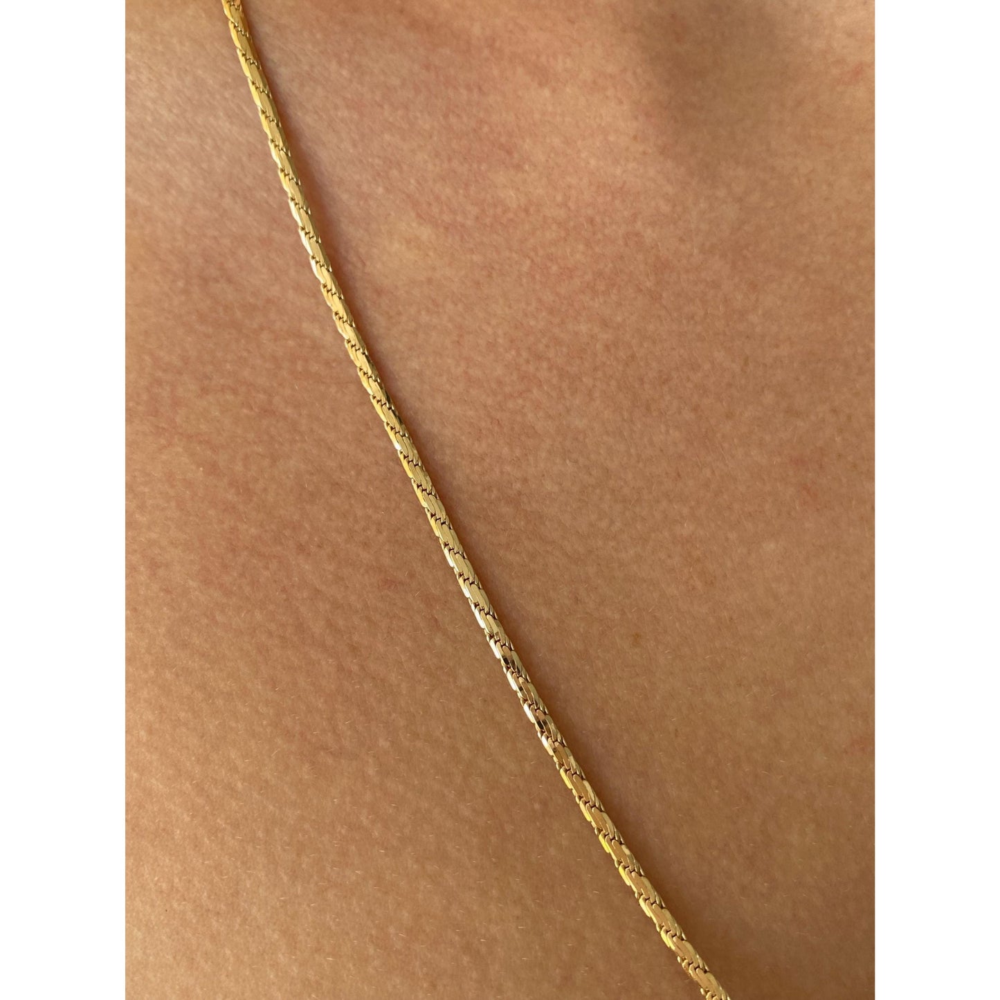 Vintage Solid 14k Yellow Gold Flat Rope Chain Necklace - 24 inches
