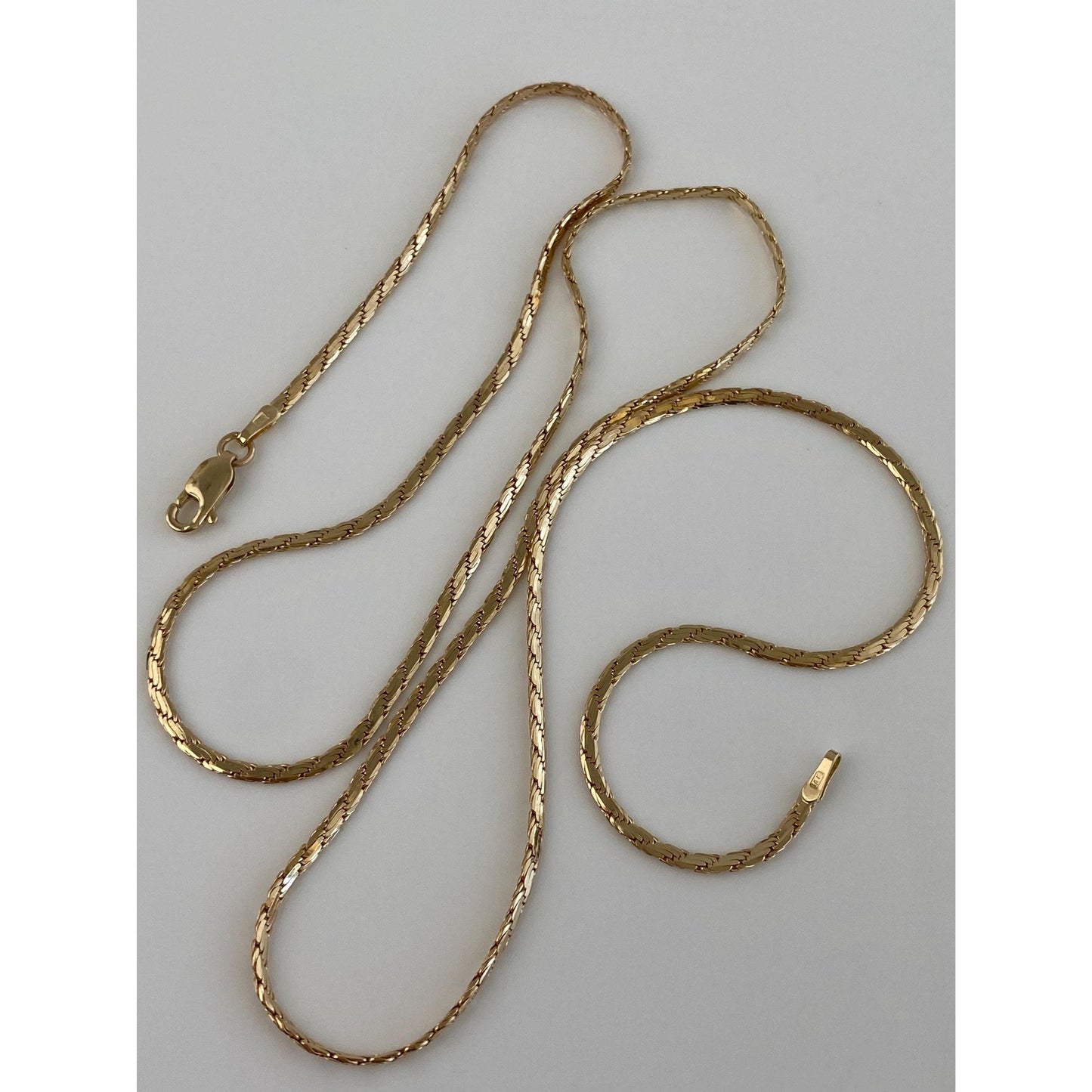 Vintage Solid 14k Yellow Gold Flat Rope Chain Necklace - 24 inches