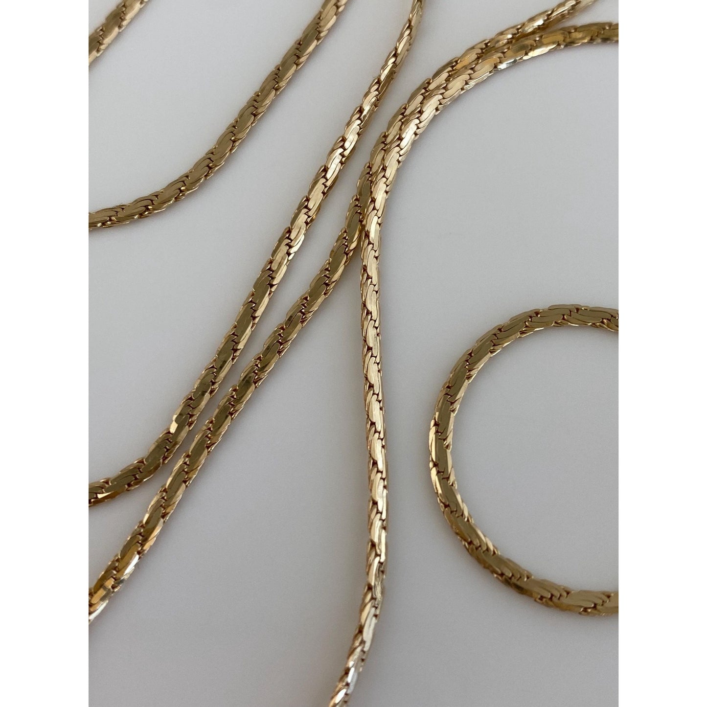 Vintage Solid 14k Yellow Gold Flat Rope Chain Necklace - 24 inches