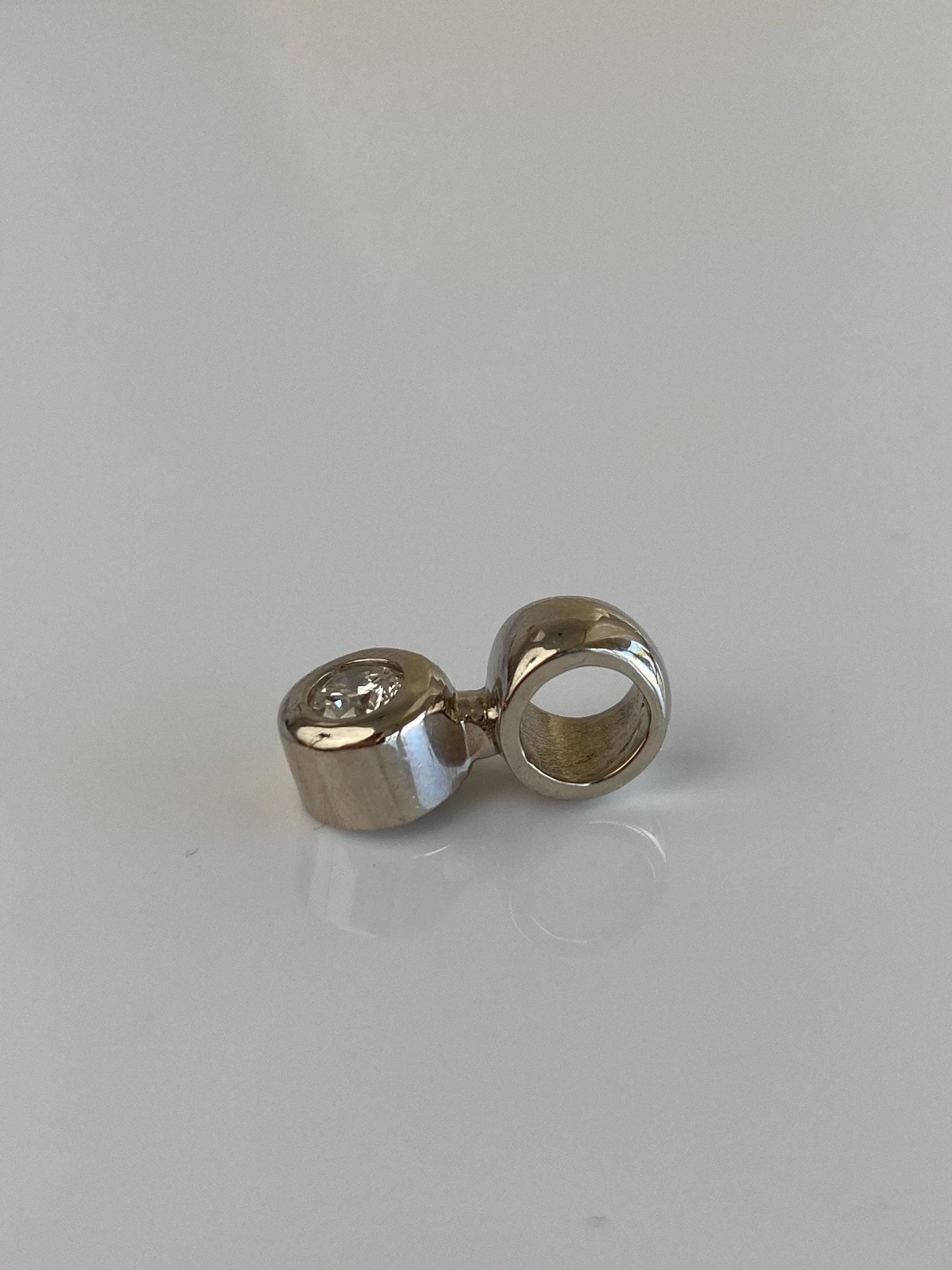 Vintage Solid 14k White Gold Diamond Charm