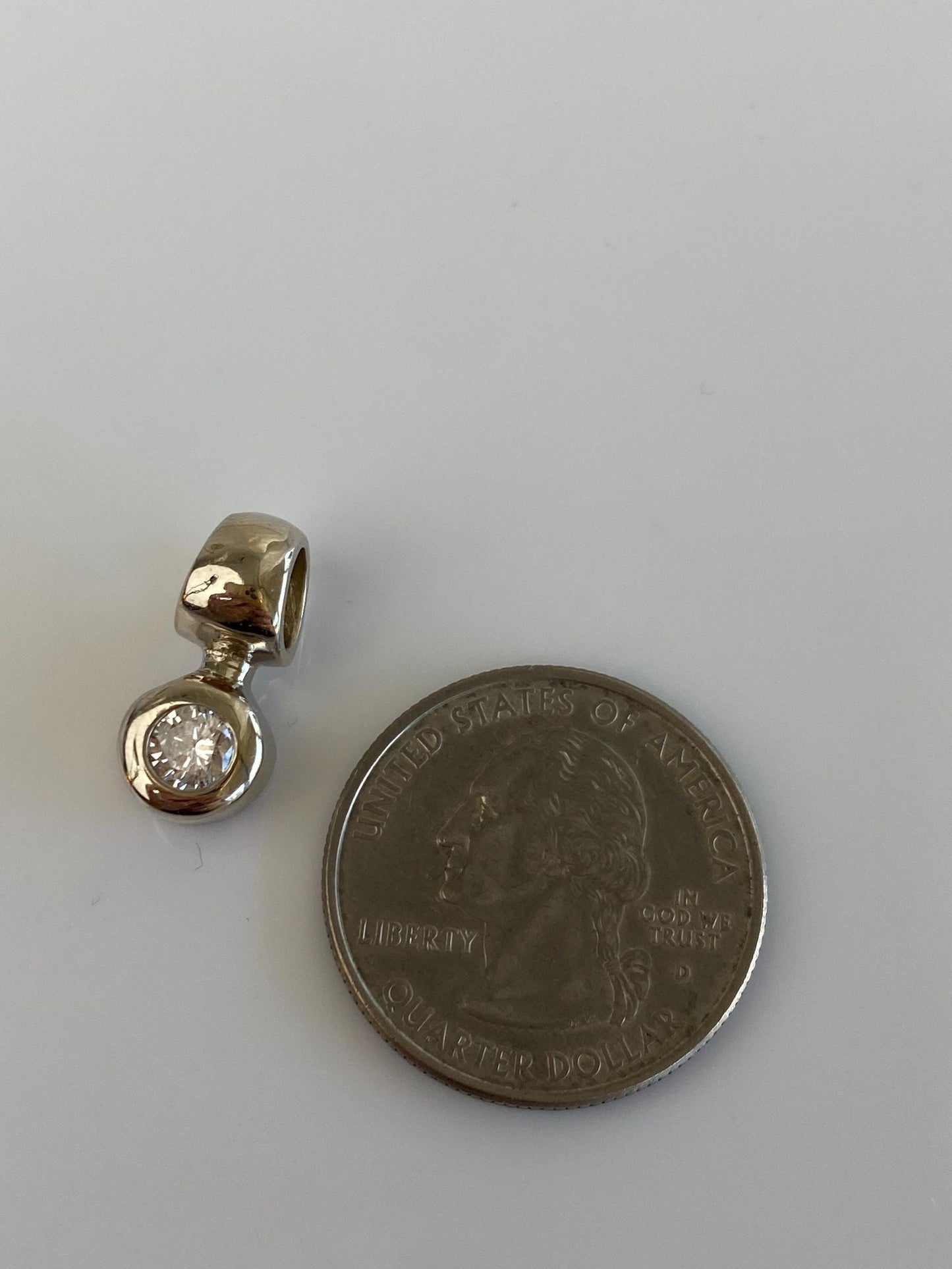 Vintage Solid 14k White Gold Diamond Charm