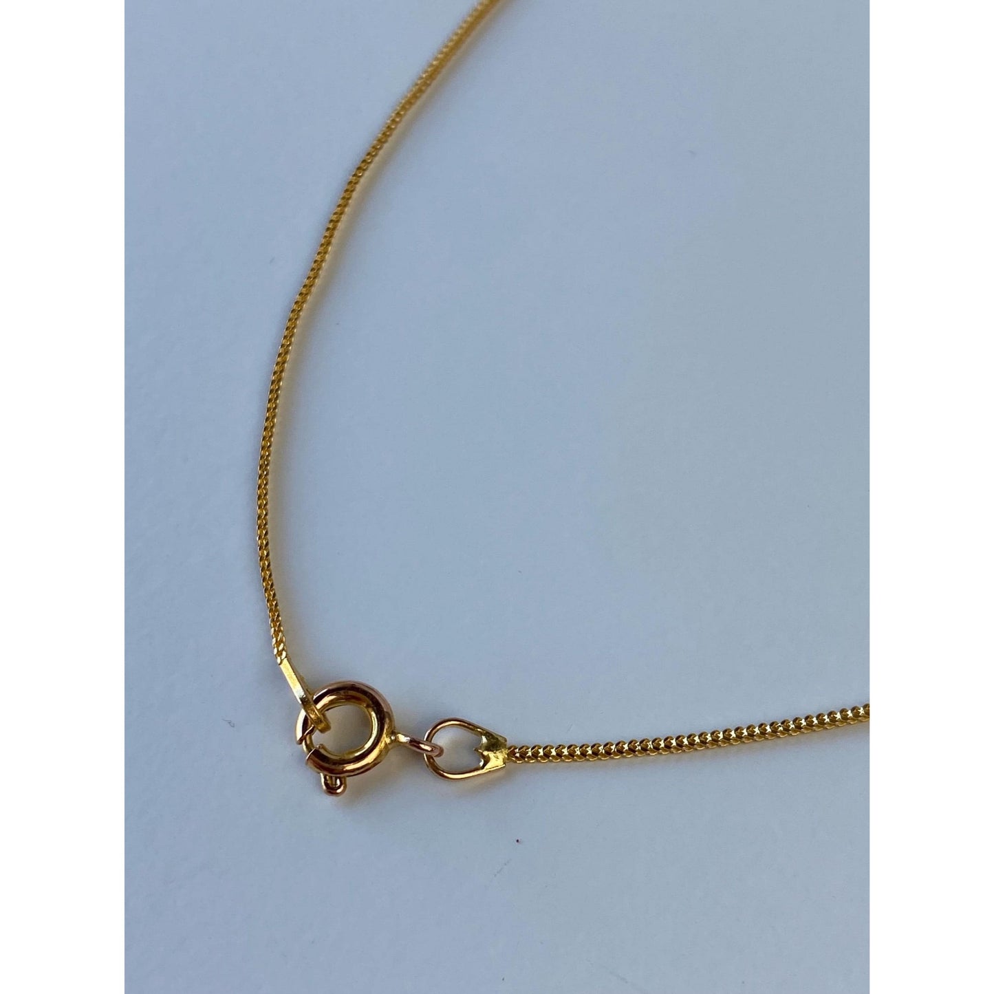 Vintage Solid 18k Yellow Gold Cubic Zirconia Bead Tight Curb Chain Necklace - 18.5 inches