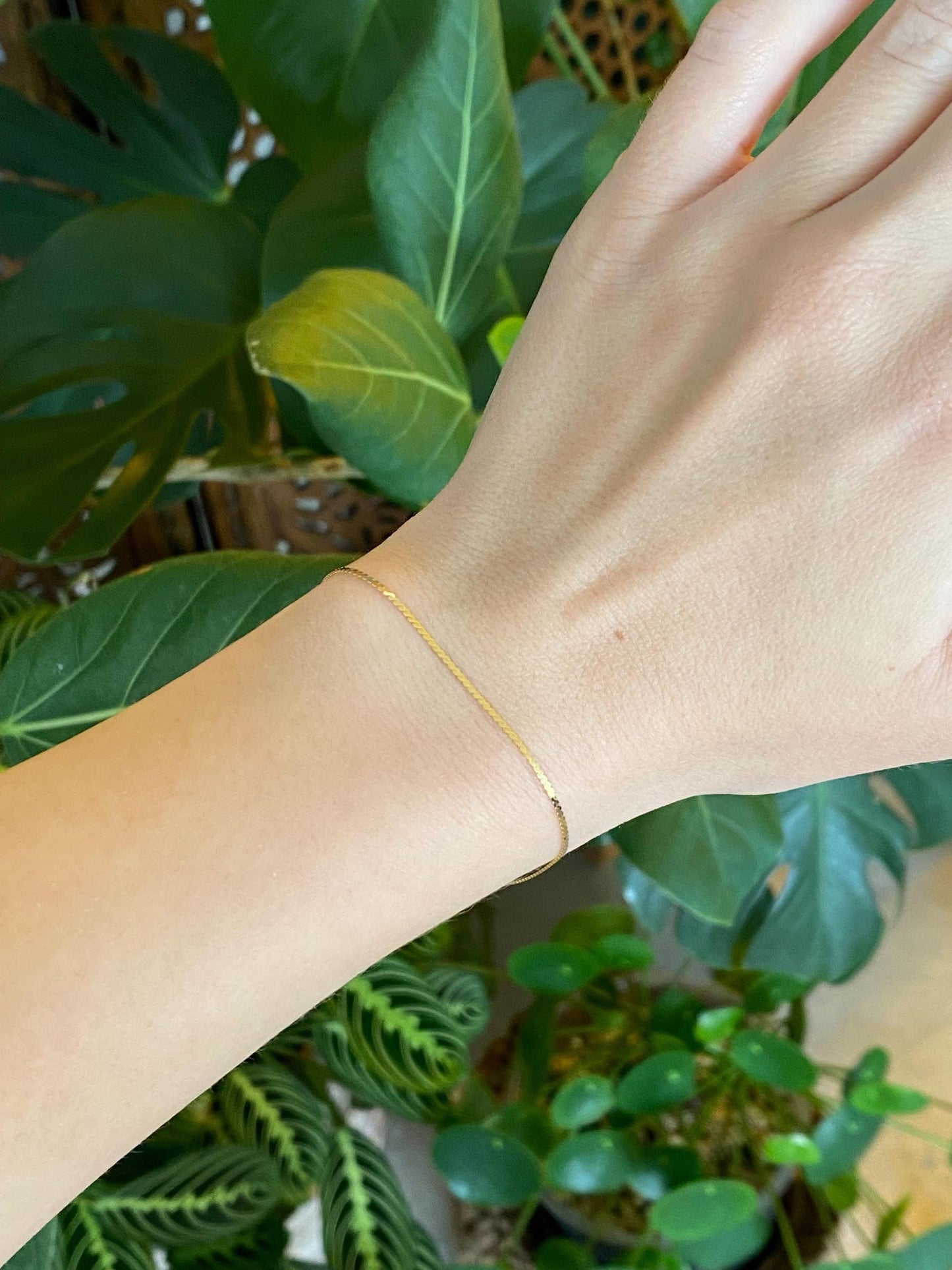 Vintage Solid 14k Yellow Gold Serpentine Chain Bracelet - 7 inches