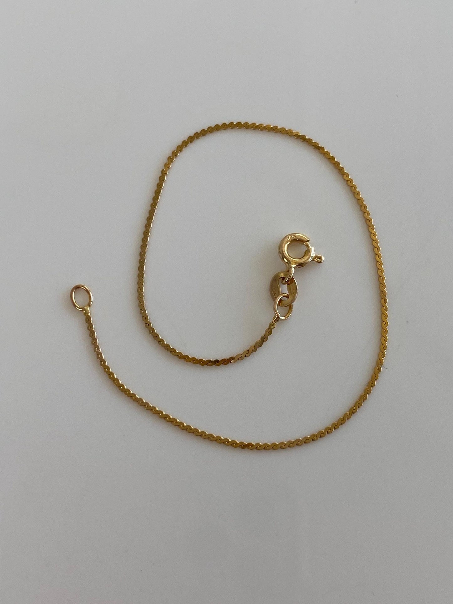 Vintage Solid 14k Yellow Gold Serpentine Chain Bracelet - 7 inches