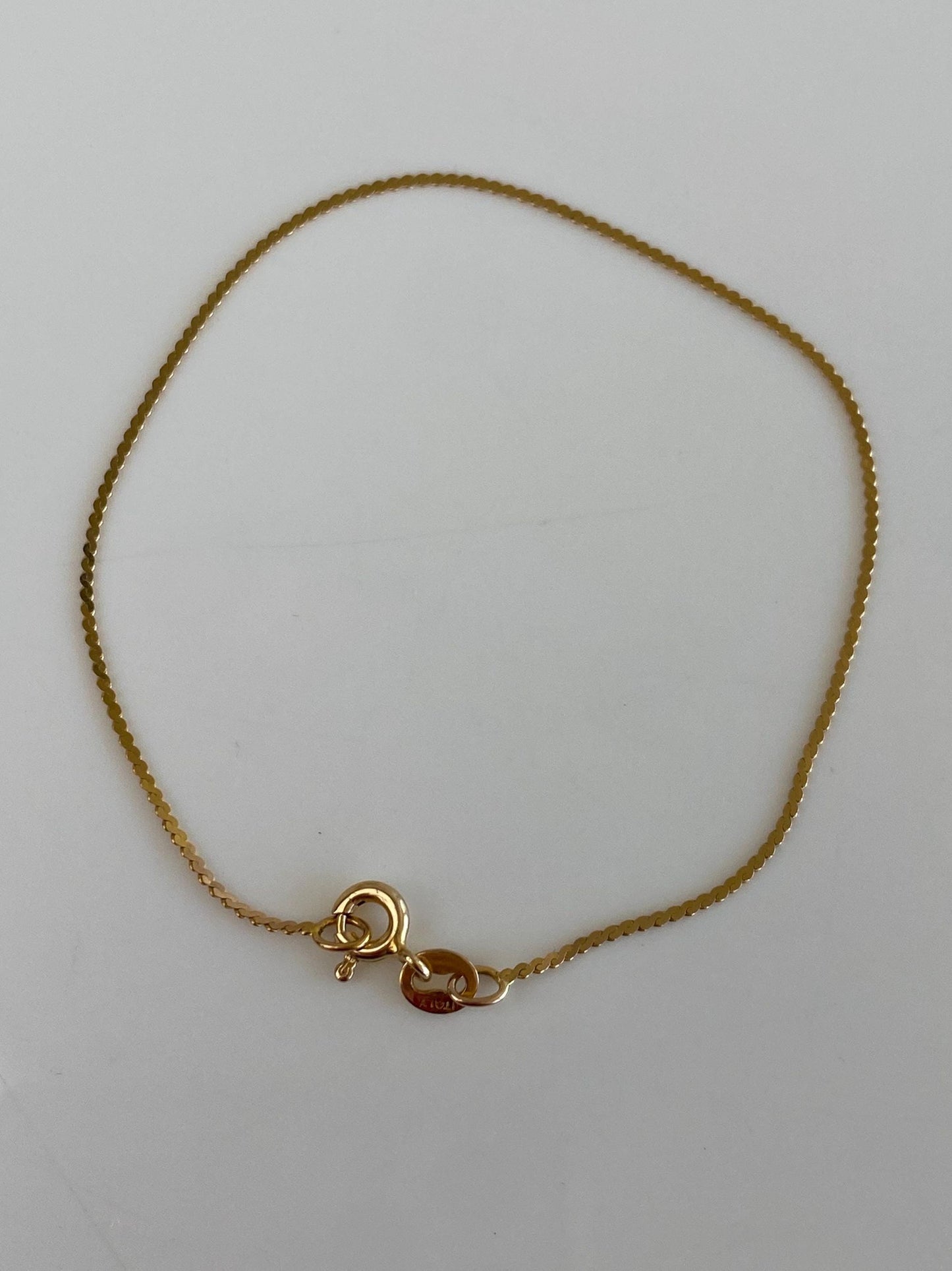 Vintage Solid 14k Yellow Gold Serpentine Chain Bracelet - 7 inches
