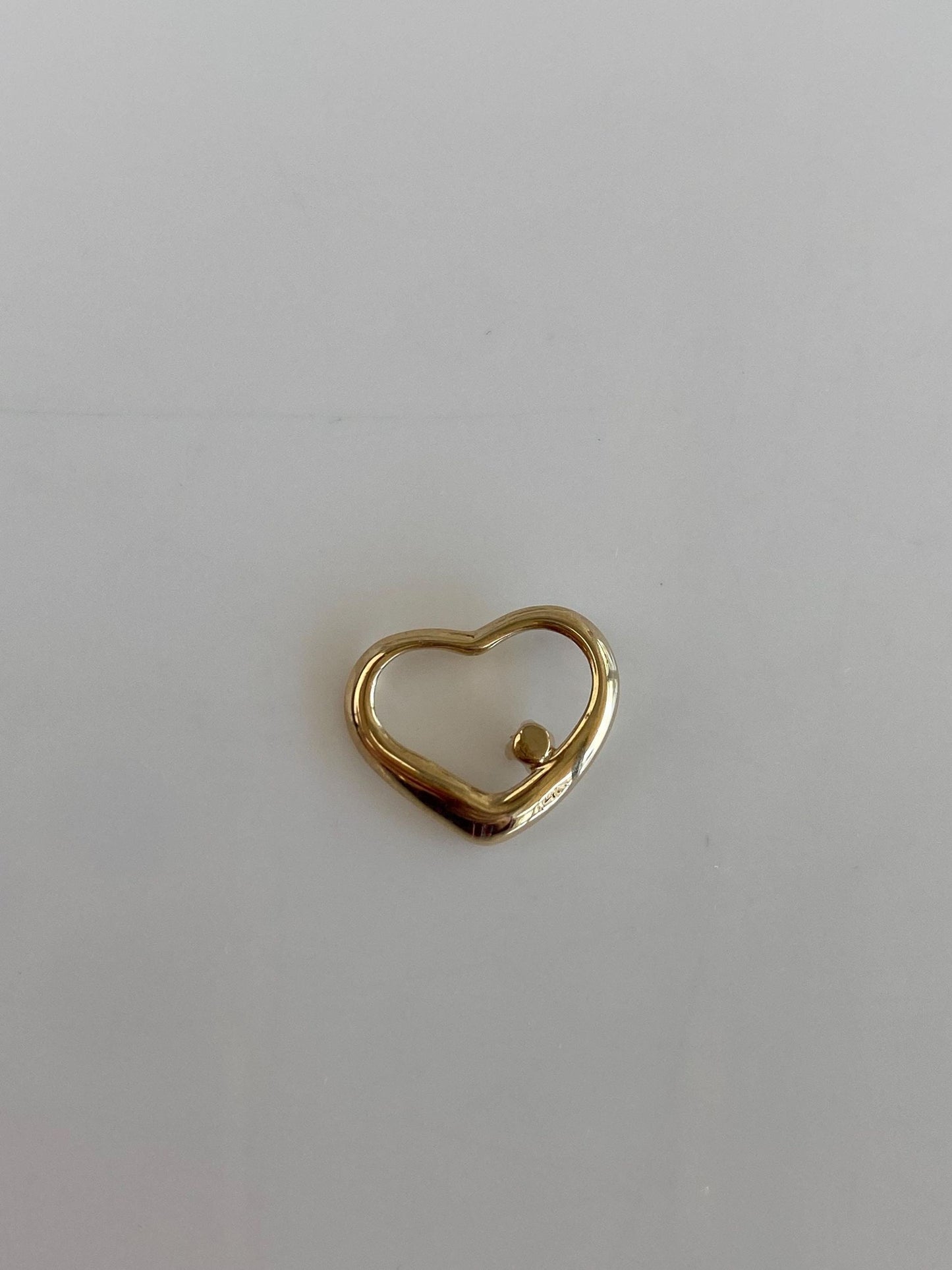 Solid 14k Yellow Gold Diamond Open Heart Slide Charm