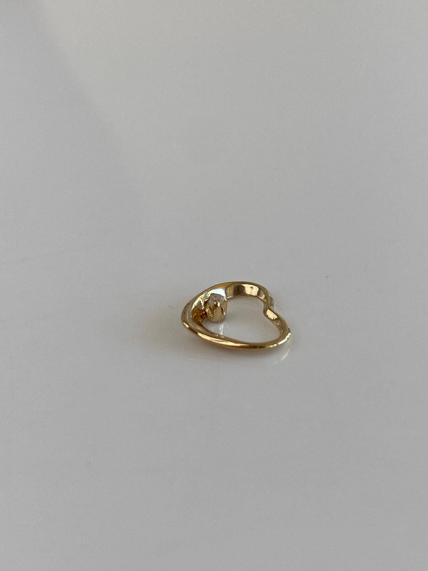Solid 14k Yellow Gold Diamond Open Heart Slide Charm