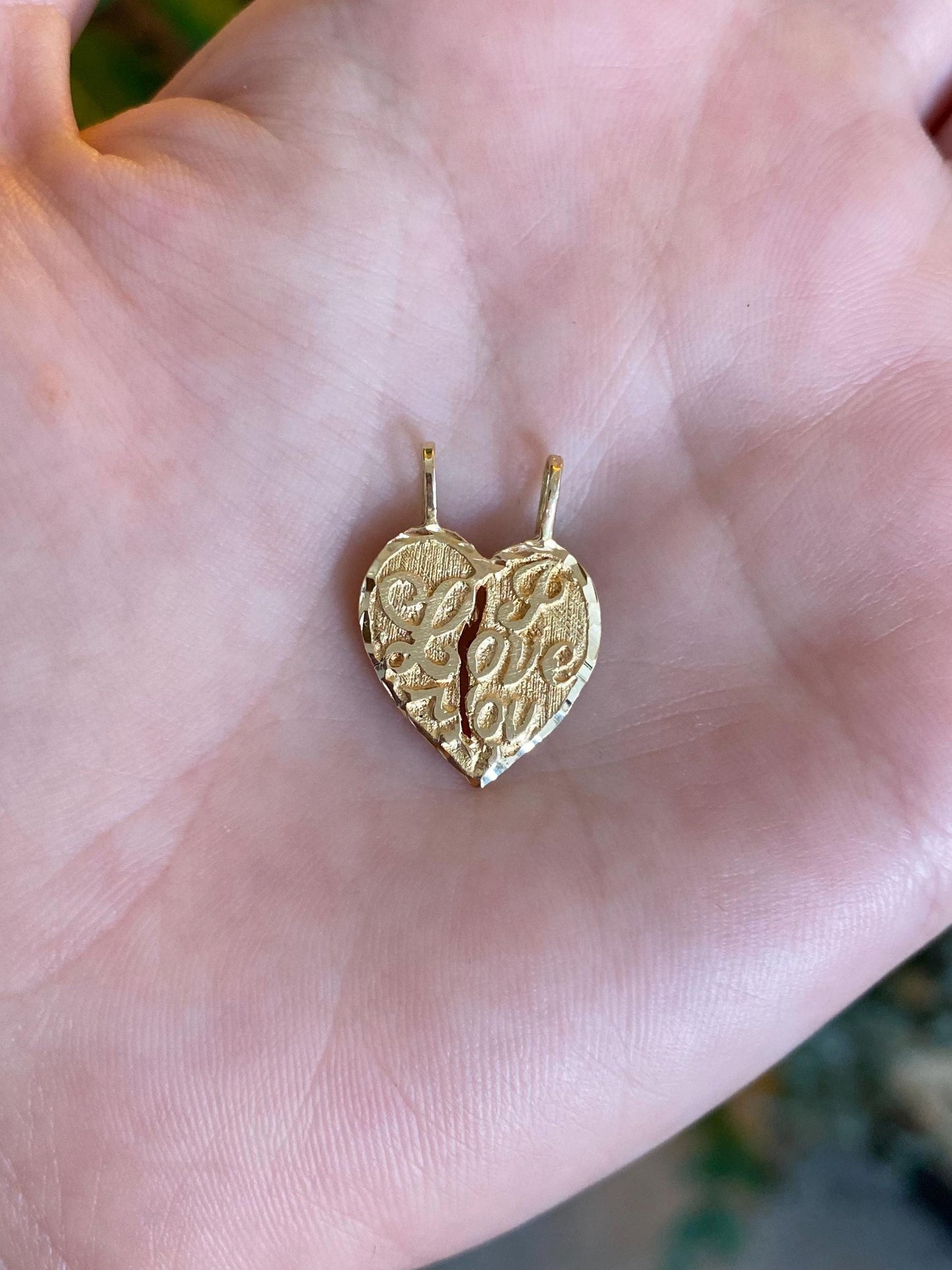 Vintage Solid 14k Yellow Gold ‘I Love You’ Heart Charms