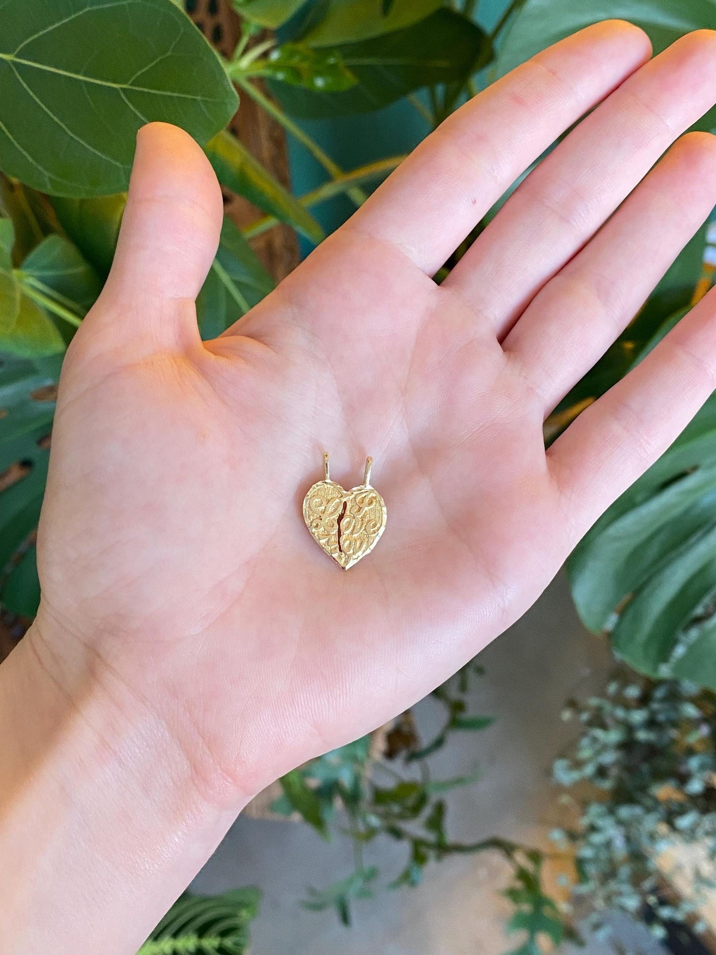 Vintage Solid 14k Yellow Gold ‘I Love You’ Heart Charms