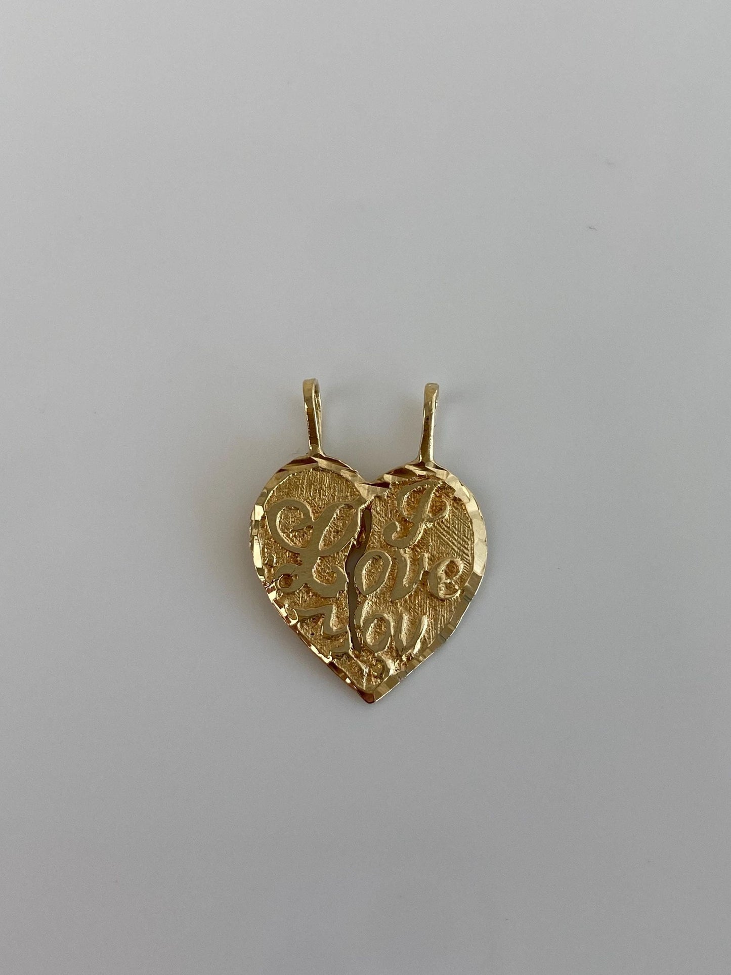 Vintage Solid 14k Yellow Gold ‘I Love You’ Heart Charms