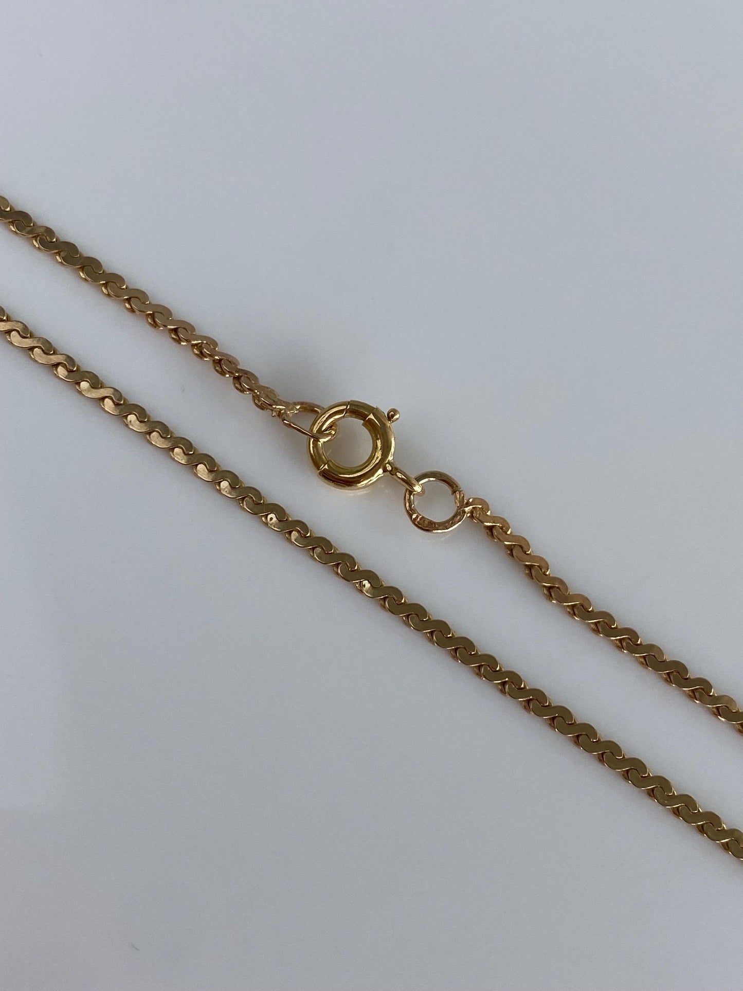 Vintage Solid 14k Yellow Gold Serpentine Chain Necklace - 17 inches