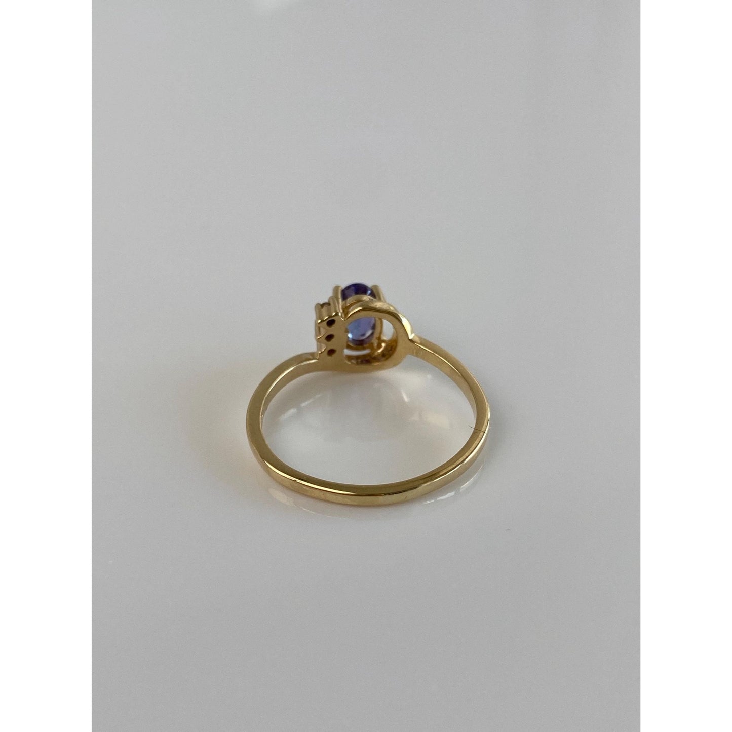 Solid 14k Yellow Gold Diamond Tanzanite Ring - Size 7.75