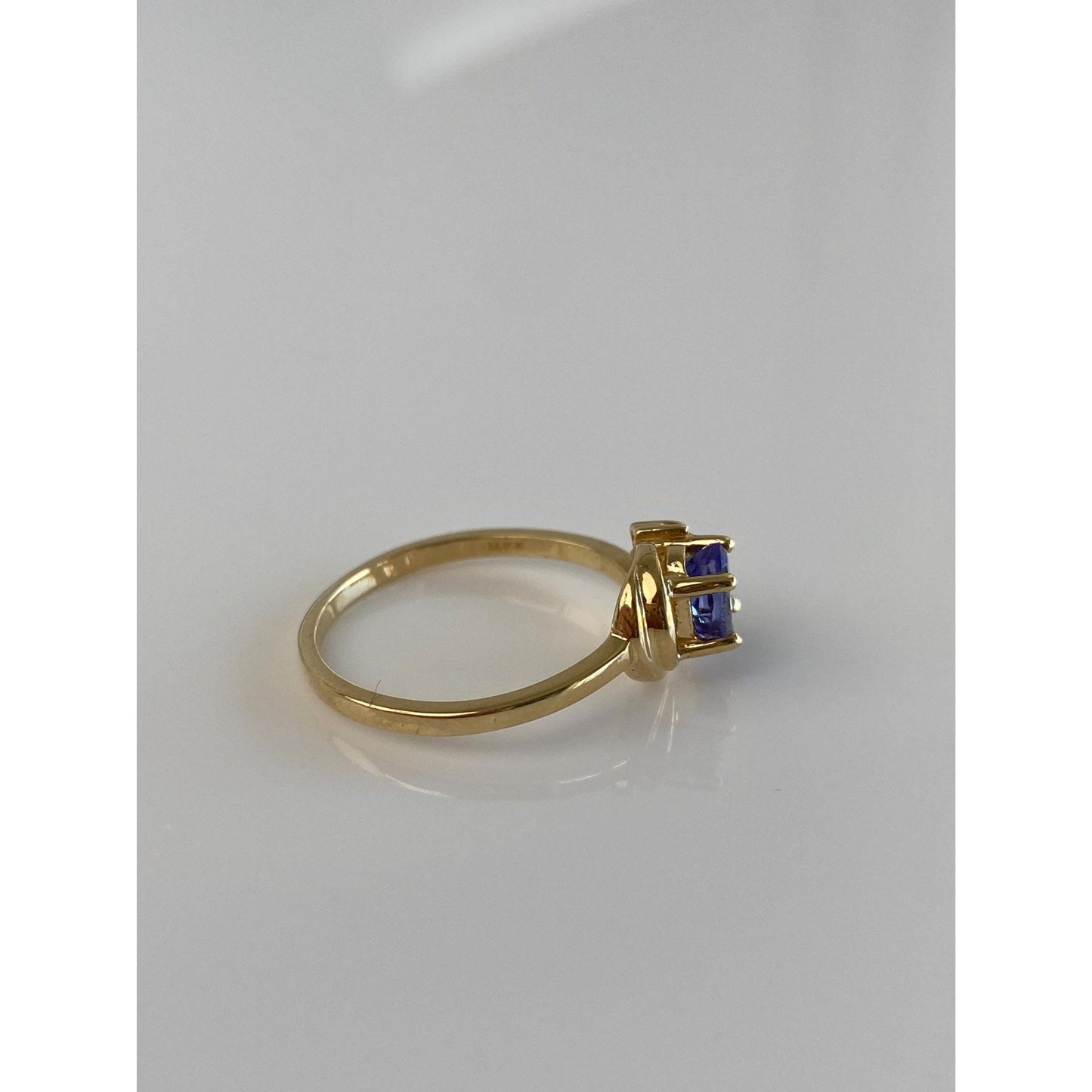 Solid 14k Yellow Gold Diamond Tanzanite Ring - Size 7.75
