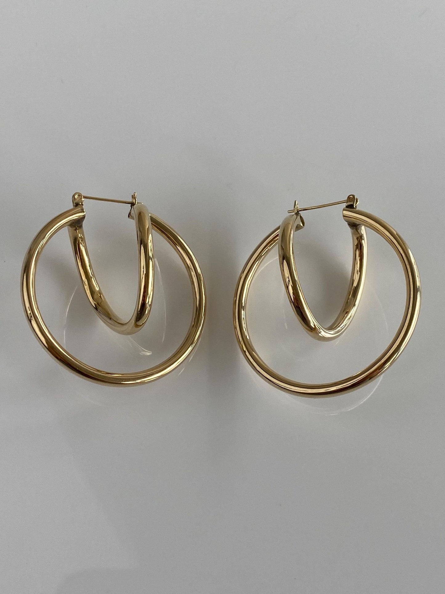 Vintage 14k Yellow Gold Large Loop Hoop Earrings