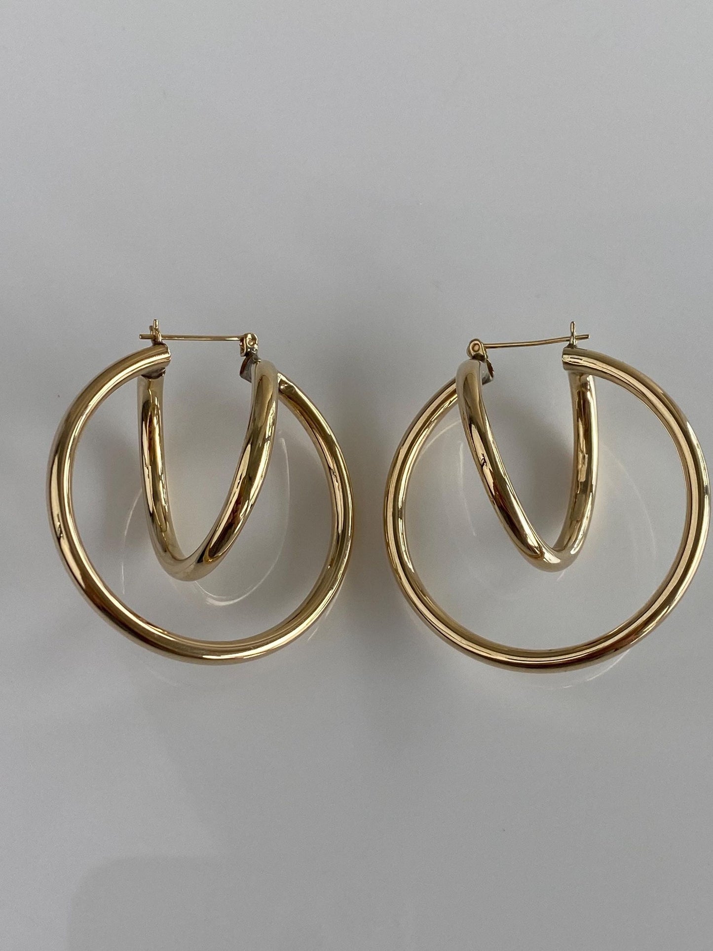 Vintage 14k Yellow Gold Large Loop Hoop Earrings