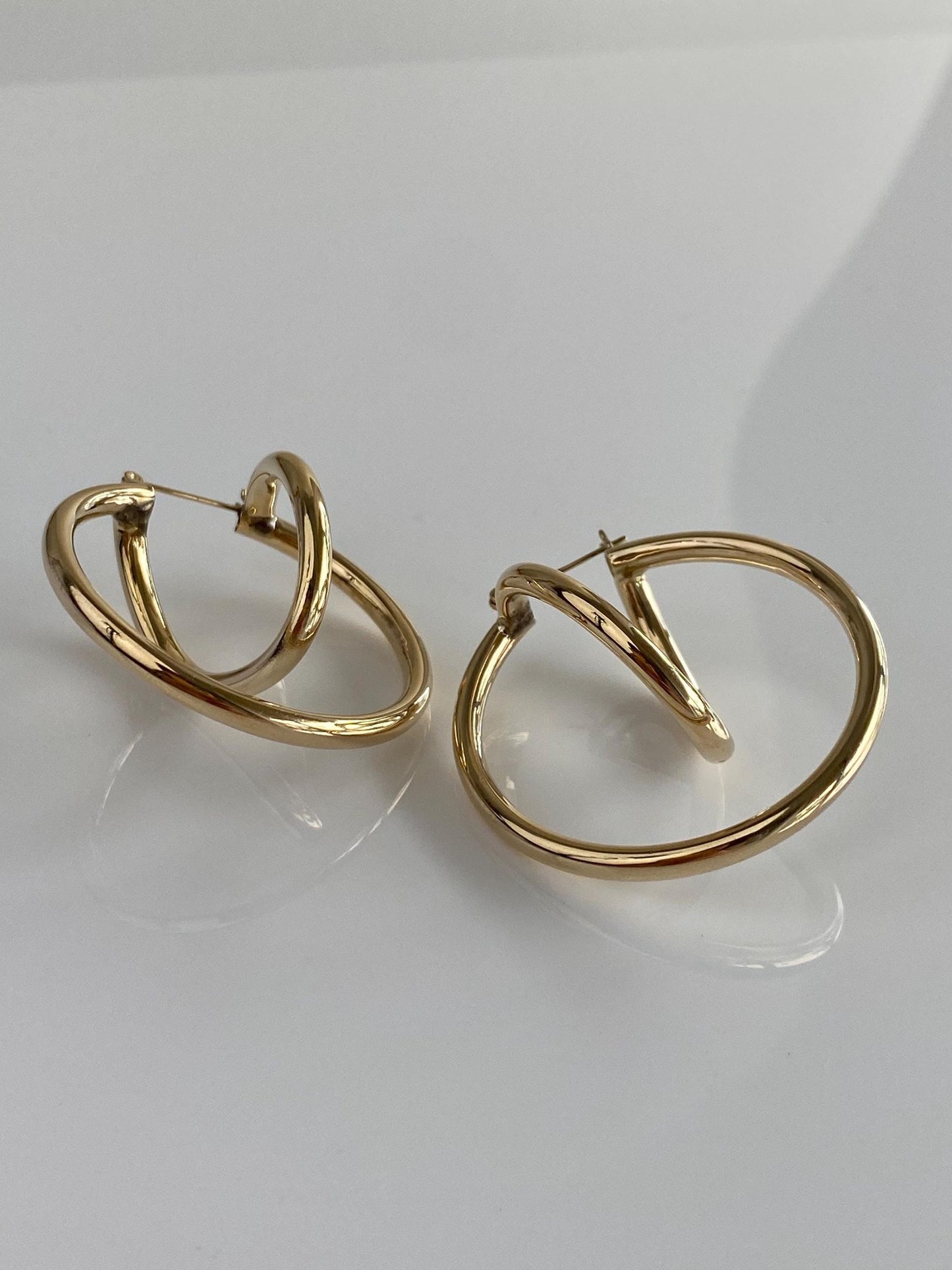 Vintage 14k Yellow Gold Large Loop Hoop Earrings