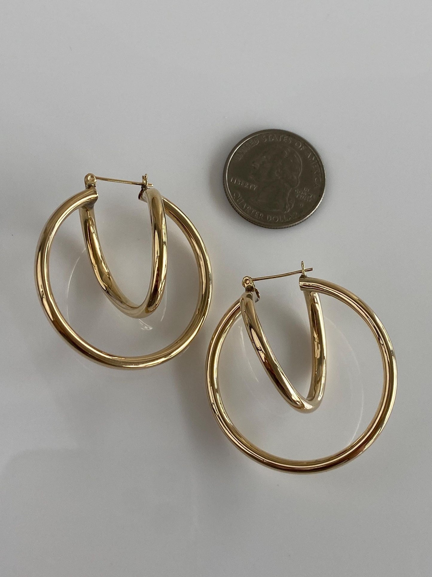 Vintage 14k Yellow Gold Large Loop Hoop Earrings