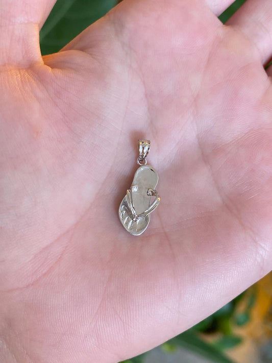 Vintage Solid 14k White Gold Flip Flop Charm