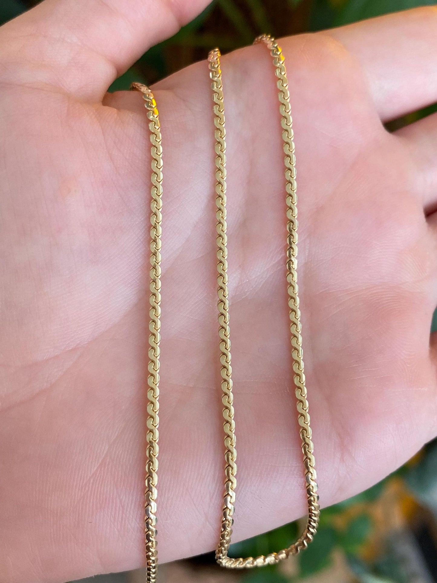 Vintage Solid 14k Yellow Gold Chunky Serpentine Chain Necklace - 15.75 inches