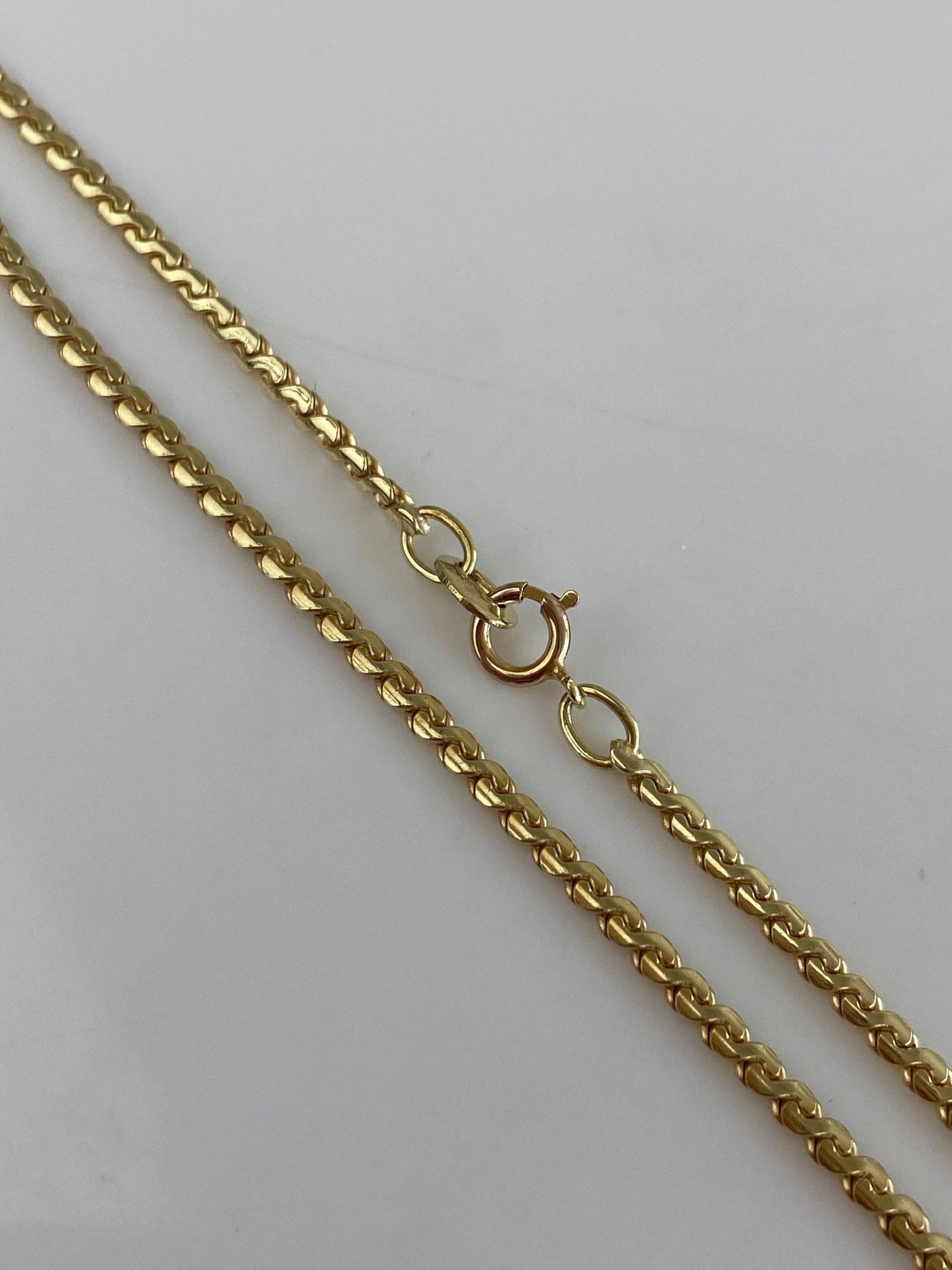 Vintage Solid 14k Yellow Gold Chunky Serpentine Chain Necklace - 15.75 inches