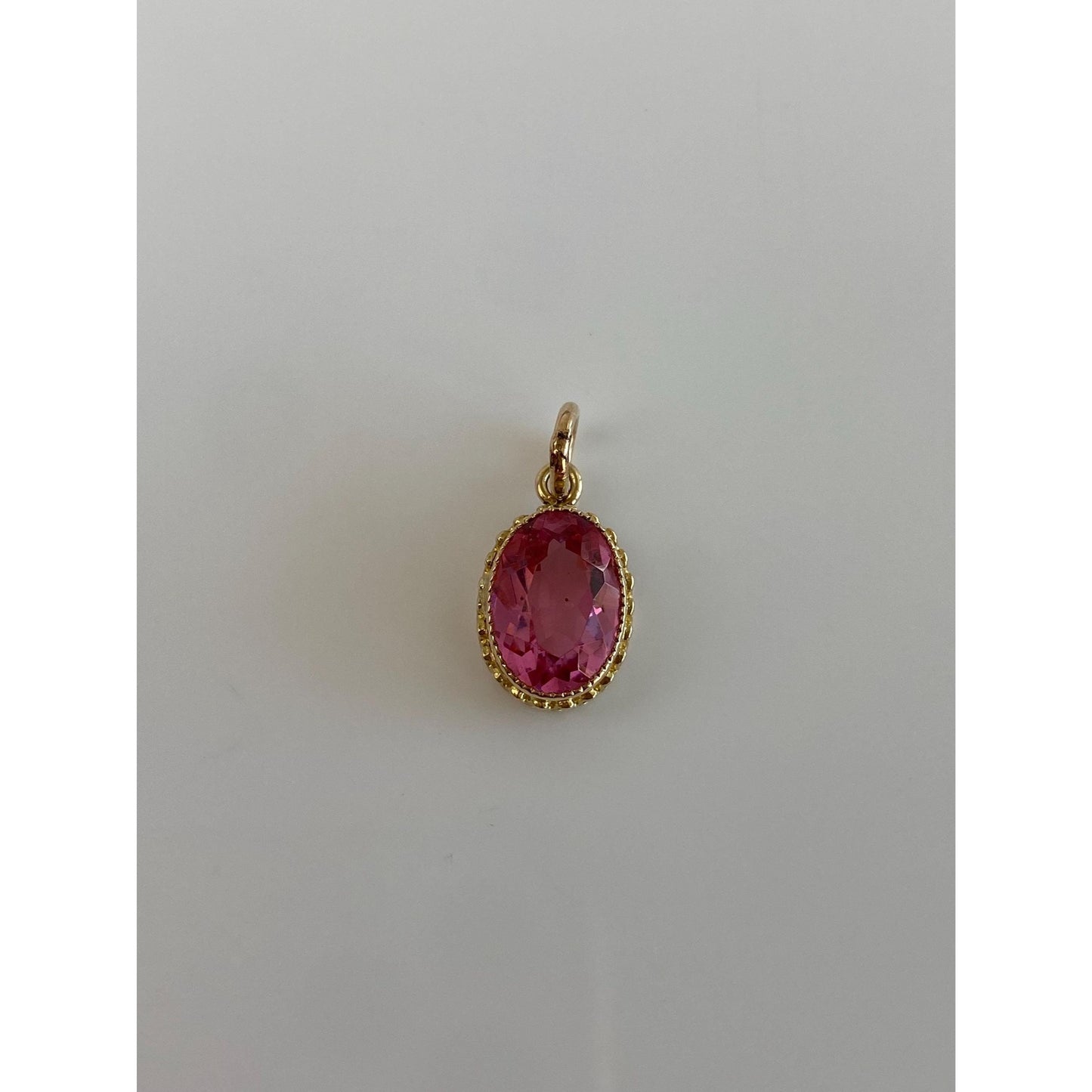 Vintage Solid 14k Yellow Gold Pink Cubic Zirconia Stick Pin Conversion Charm