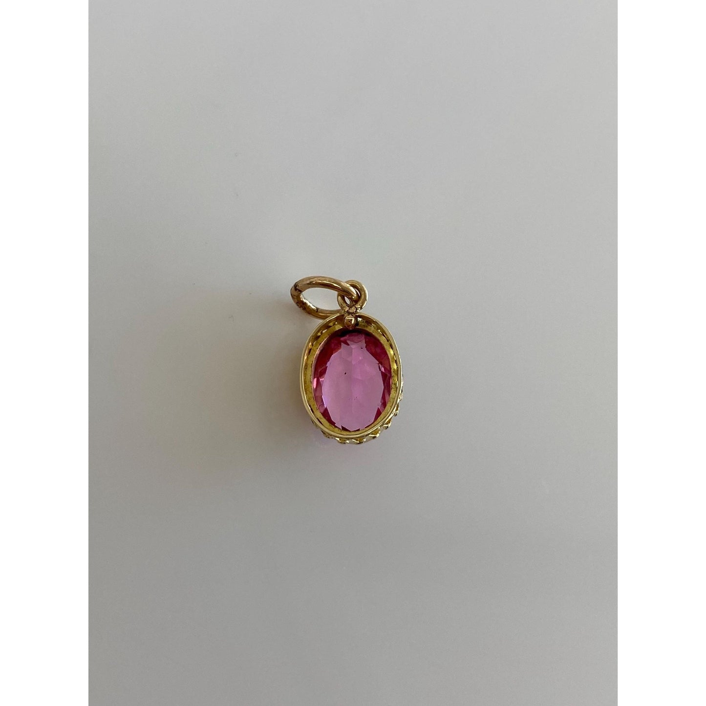 Vintage Solid 14k Yellow Gold Pink Cubic Zirconia Stick Pin Conversion Charm