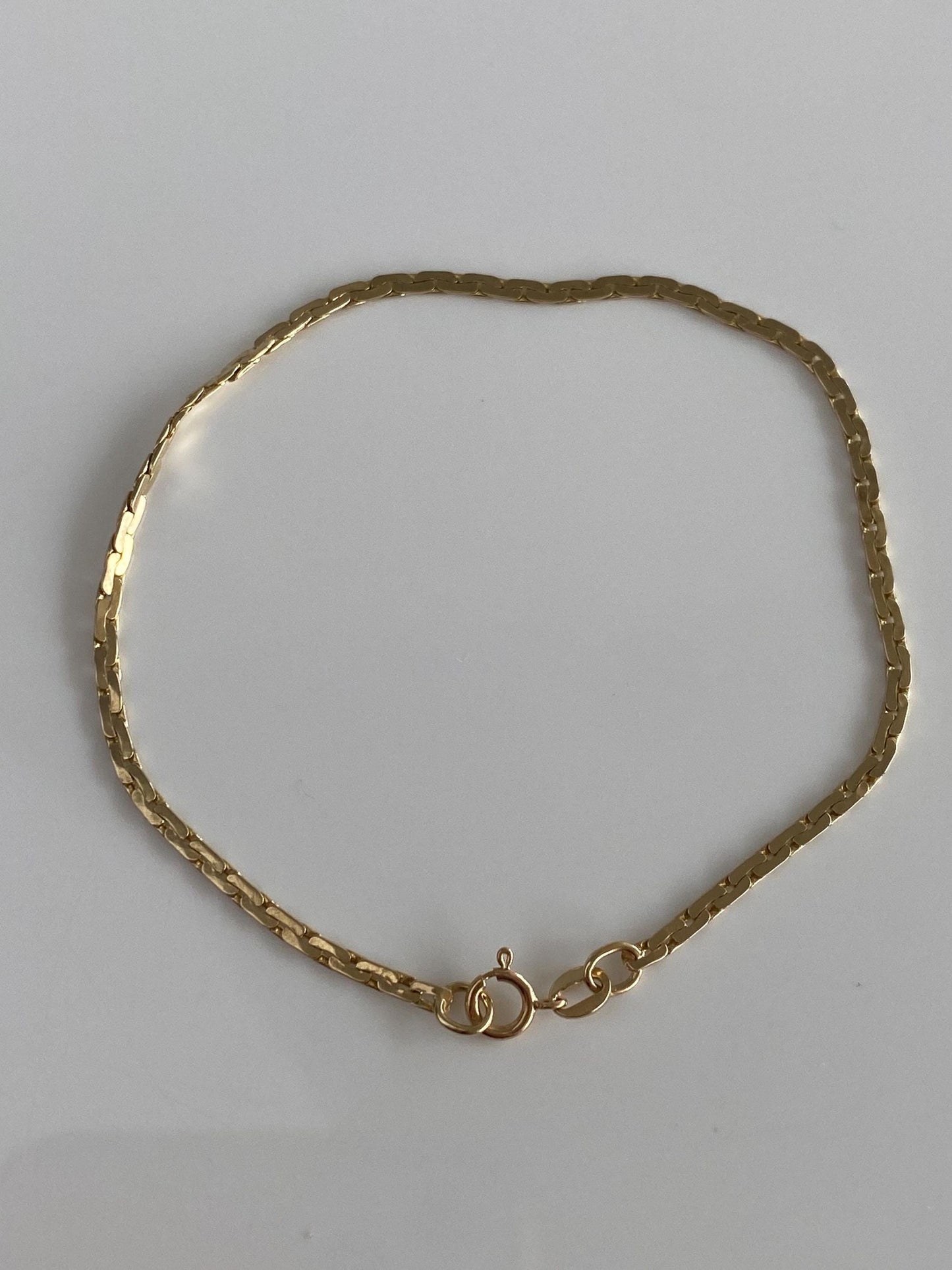 Vintage Solid 14k Yellow Gold C Link Flat Chain Bracelet - 8 inches