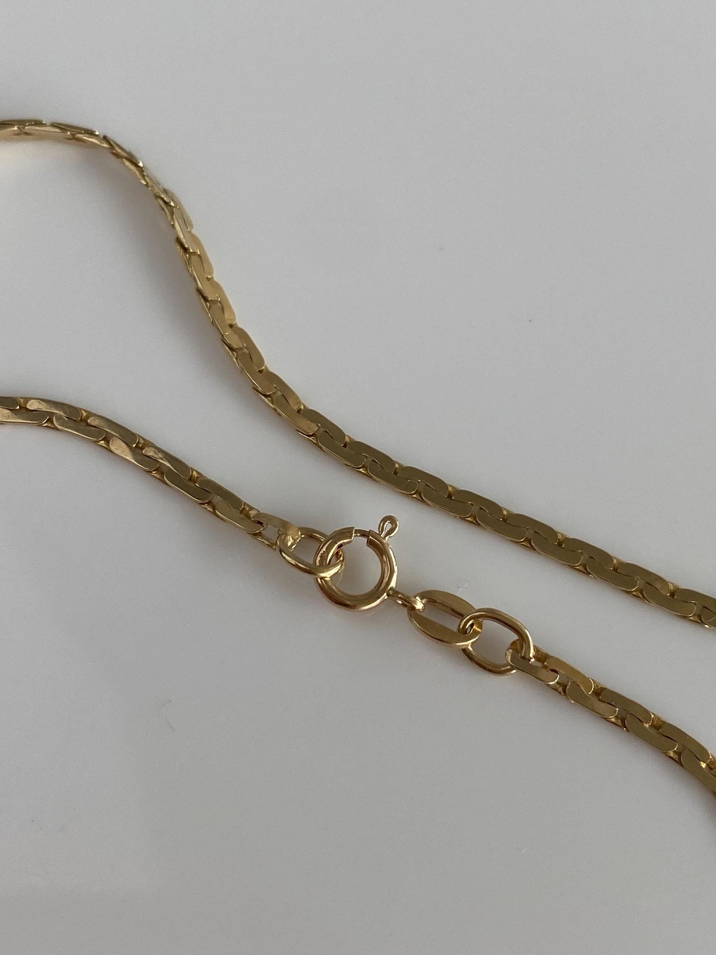Vintage Solid 14k Yellow Gold C Link Flat Chain Bracelet - 8 inches