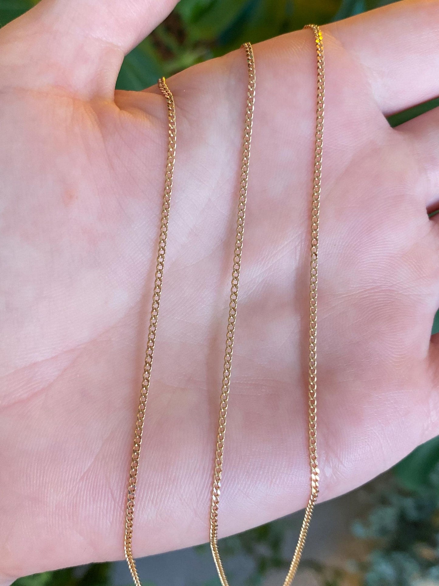 Vintage Solid 14k Yellow Gold Dainty Curb Chain Necklace - 22.5 inches