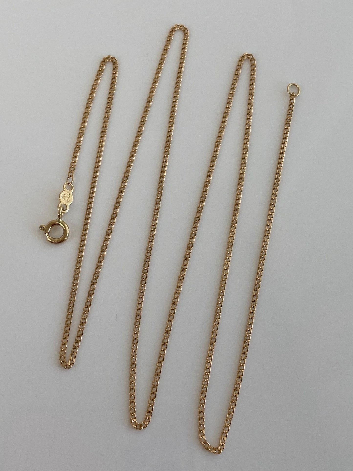 Vintage Solid 14k Yellow Gold Dainty Curb Chain Necklace - 22.5 inches