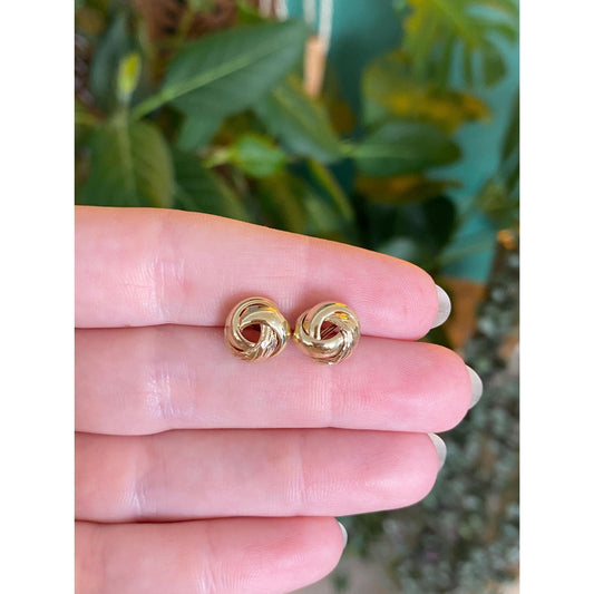 Vintage Solid 14k Yellow Gold Knot Stud Earrings