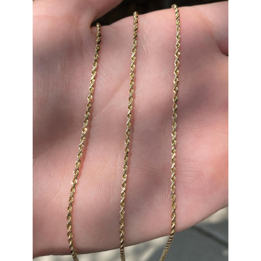 Vintage Solid 14k Yellow Gold Long Rope Chain Necklace - 31.5 inches