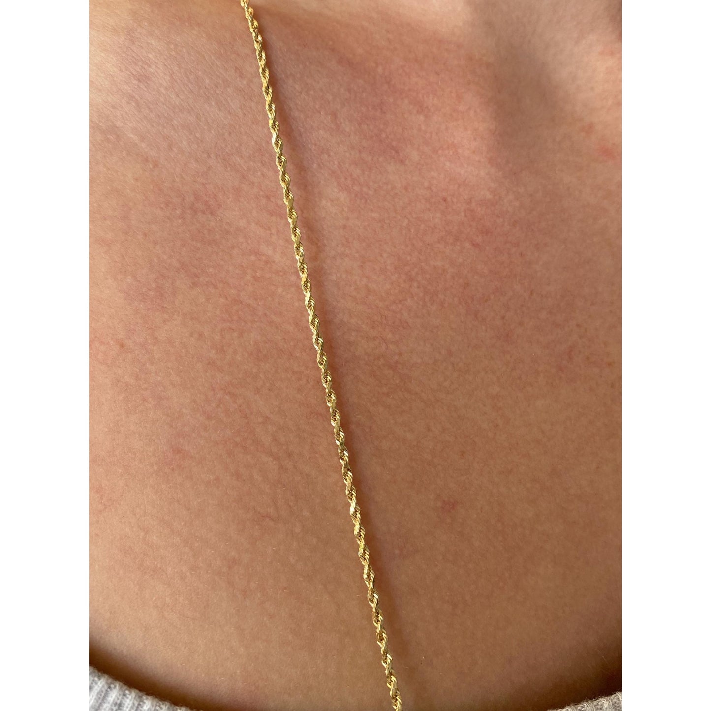 Vintage Solid 14k Yellow Gold Long Rope Chain Necklace - 31.5 inches